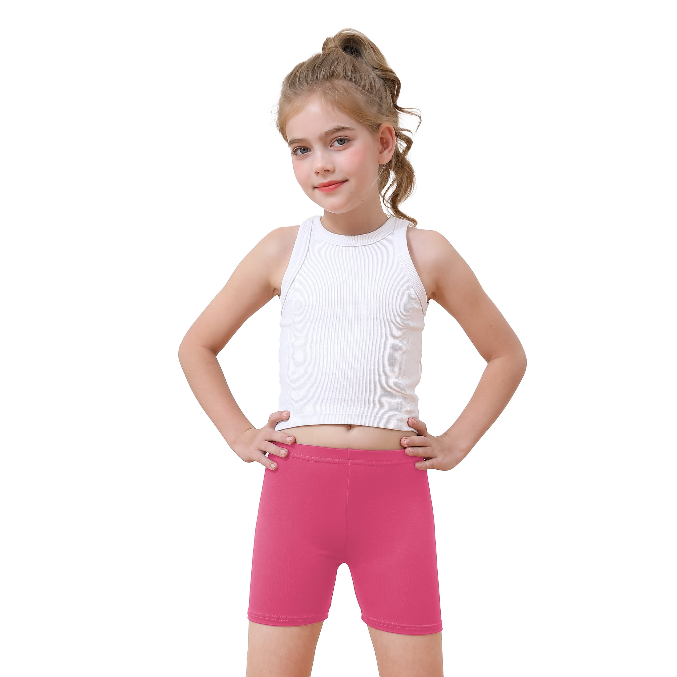 Resinta Girls Bike Shorts Under Dress Dance Cartwheel Shorts (Orange, 6 Pack) 6l54b