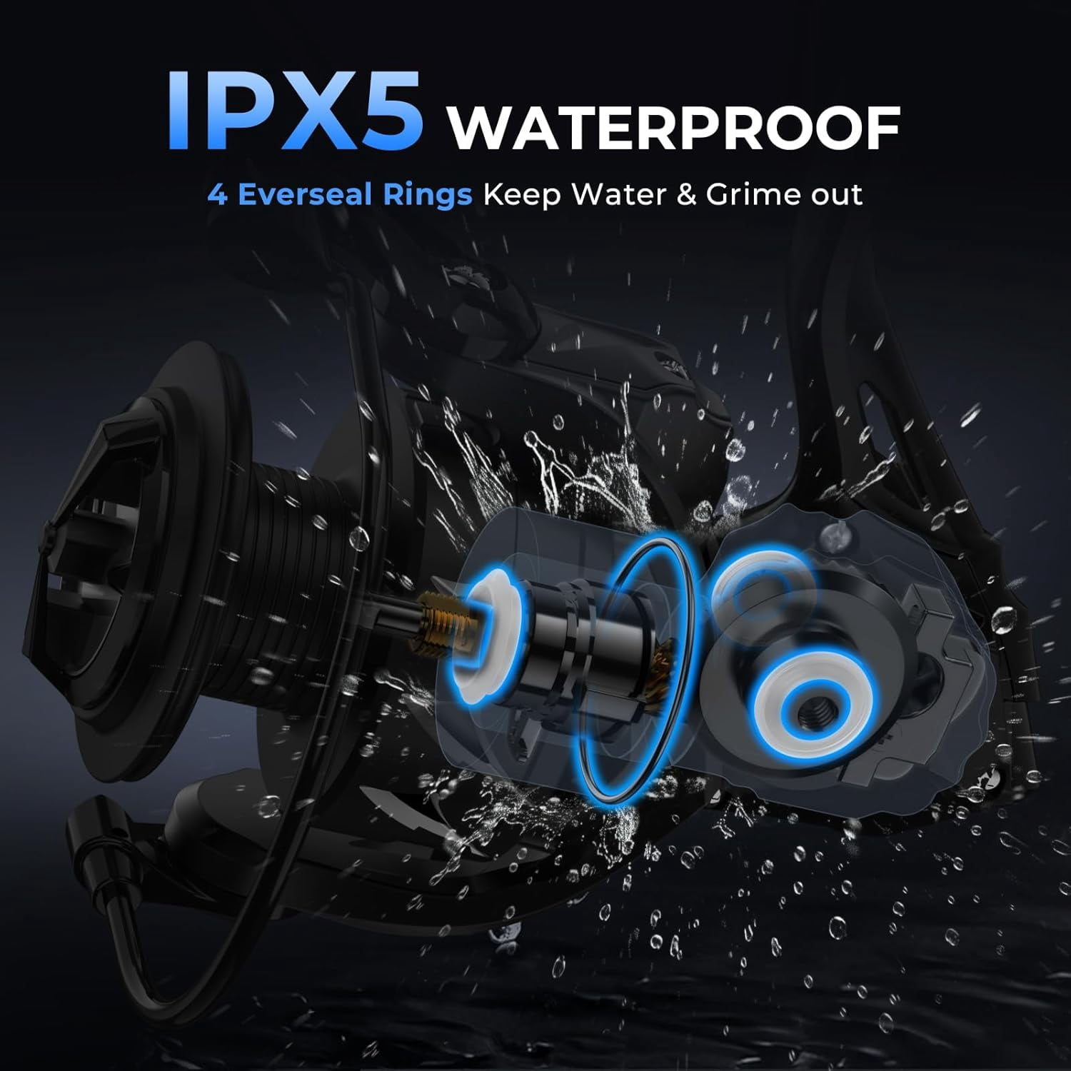 KastKing Spinning Reel, IPX5 Waterproof Fishing Gear, Smooth Retrieve, High-Torque Drag (Black, 5000 Size) r5adb