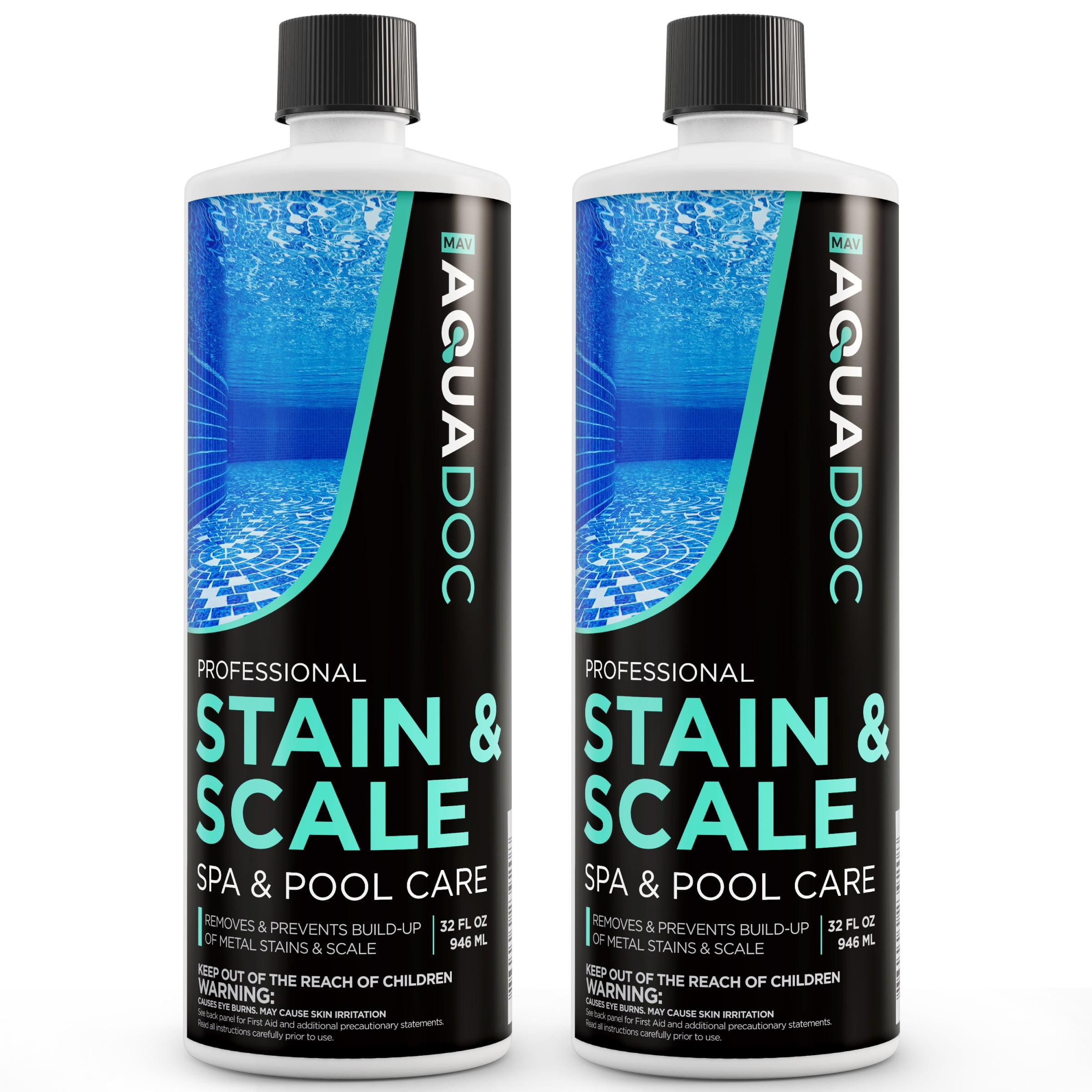 AquaDoc Spa Stain and Scale Control for Hot Tubs, Professional Metal Remover and Water Softener (32 oz) tevro