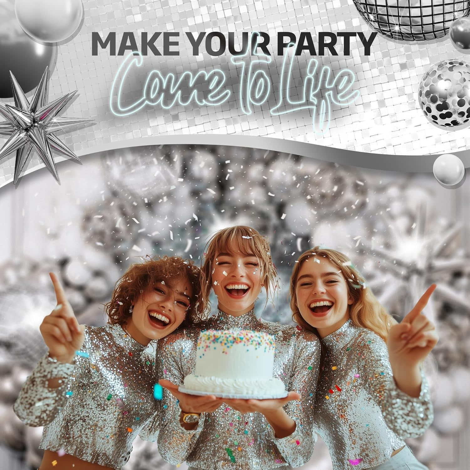 Sheryl Décor Disco Balloon Arch Kit for Party Decorations (Silver and White, 100-Piece Set) 1xoes
