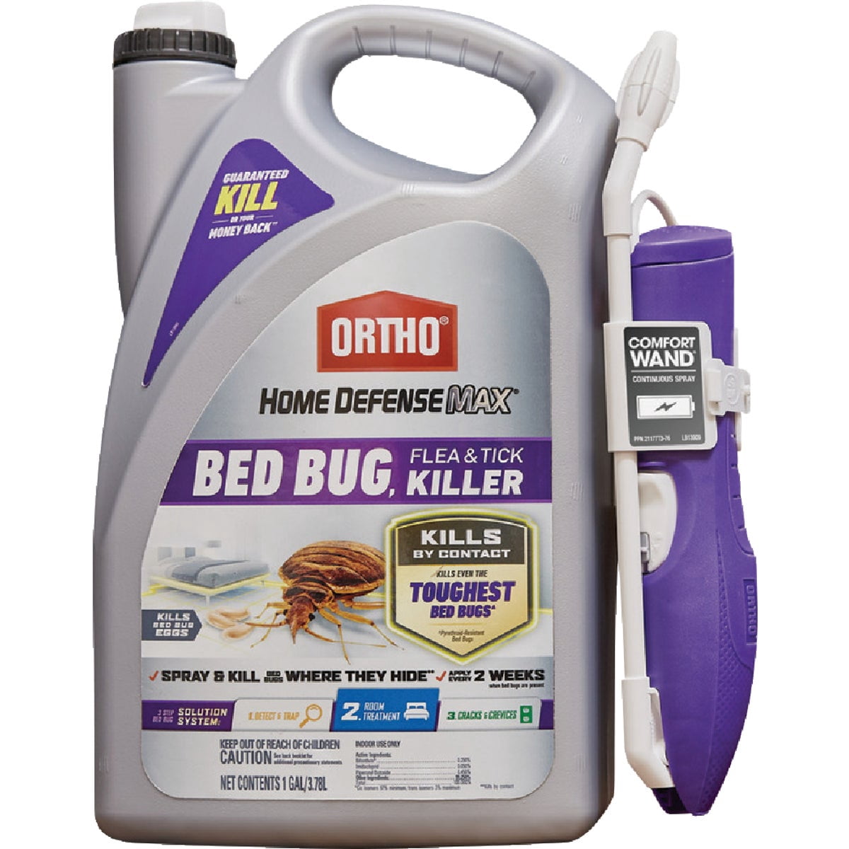 Ortho Home Defense Max Bed Bug, Flea & Tick Killer Indoor Spray with Comfort Wand (2-Pack, 128 fl oz each) er8iw