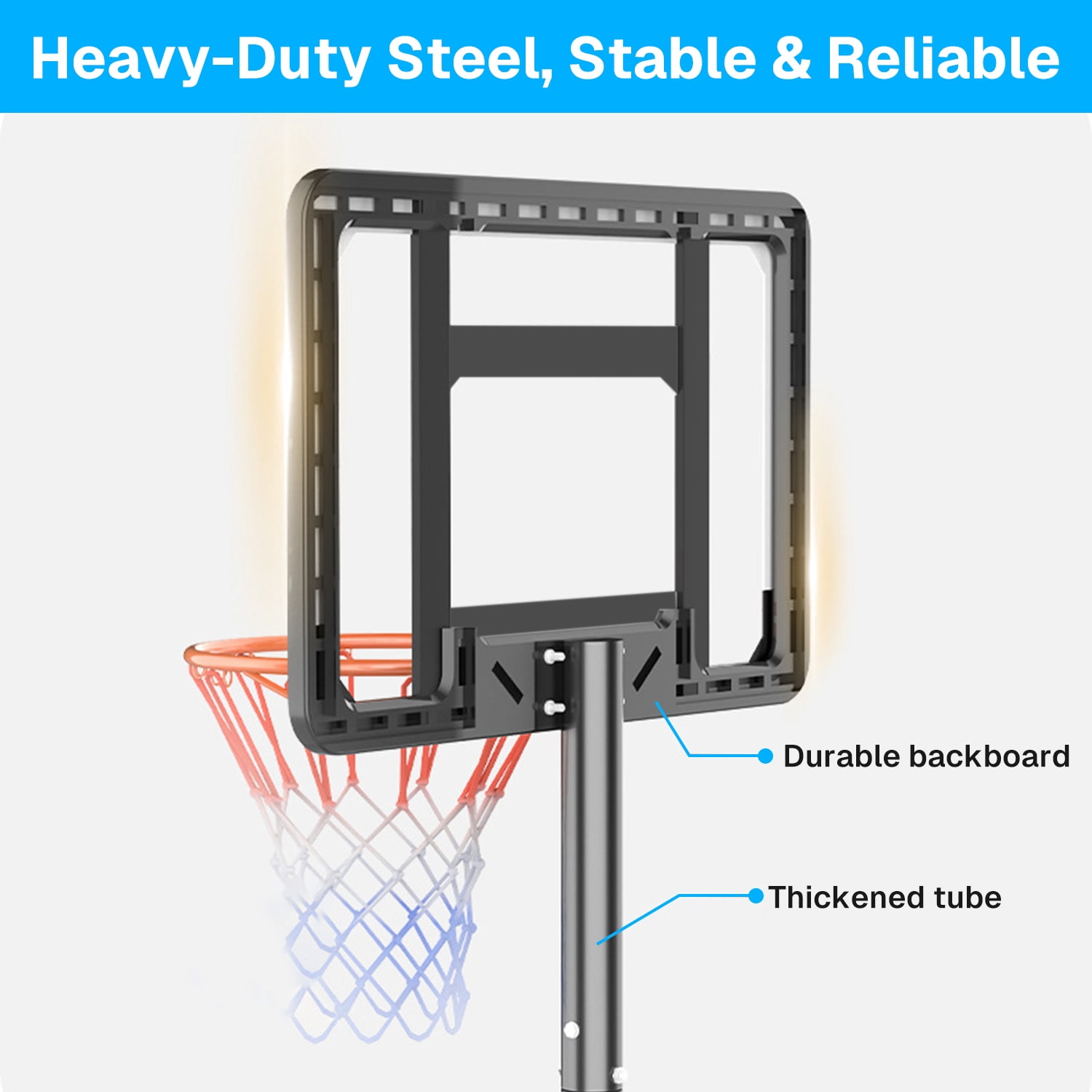 BN-LINK Portable Basketball Hoop, Height Adjustable Outdoor Basketball Goal with Shatterproof Backboard (Black, 43 in) 9cebf