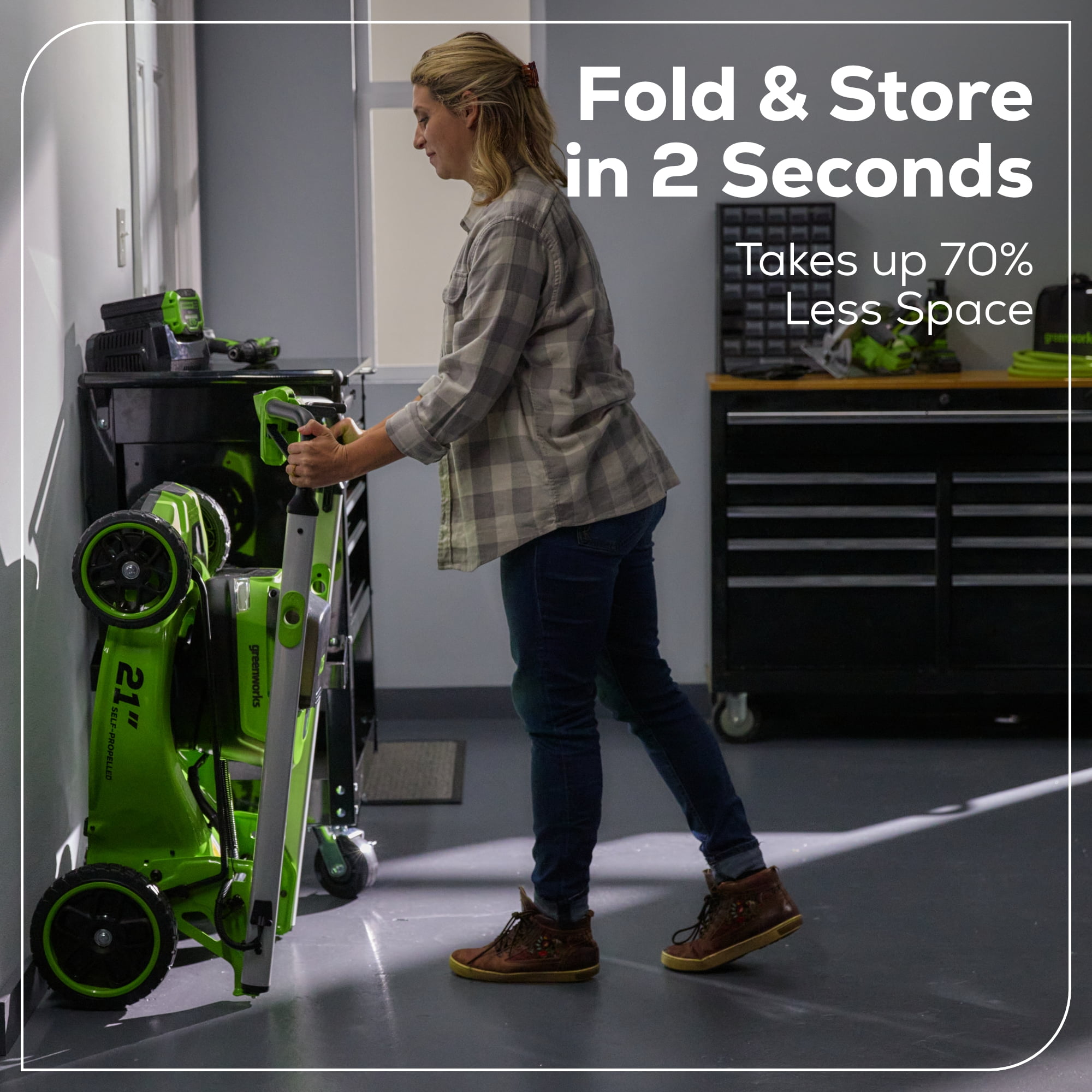 Greenworks 60V 21 in Self-Propelled Lawn Mower with (2) 5.0 Ah Batteries and Rapid Charger (Green, 21 in) hnp67