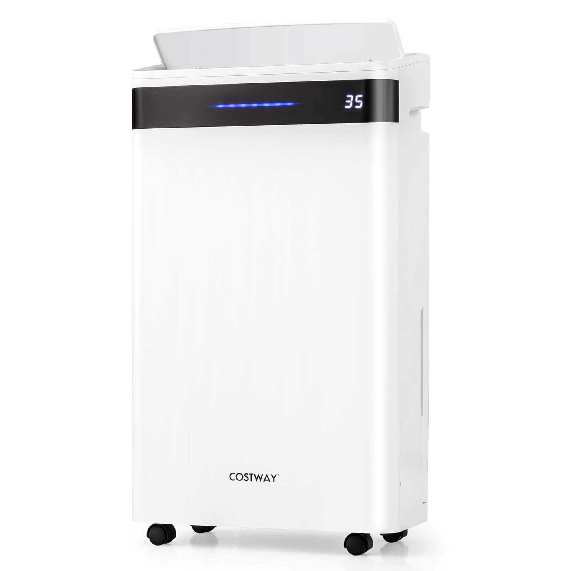 Costway Dehumidifier for Home and Basement with 4 Modes and 3-Color Humidity Indicator (White, 19-Pint DOE) lu7yz