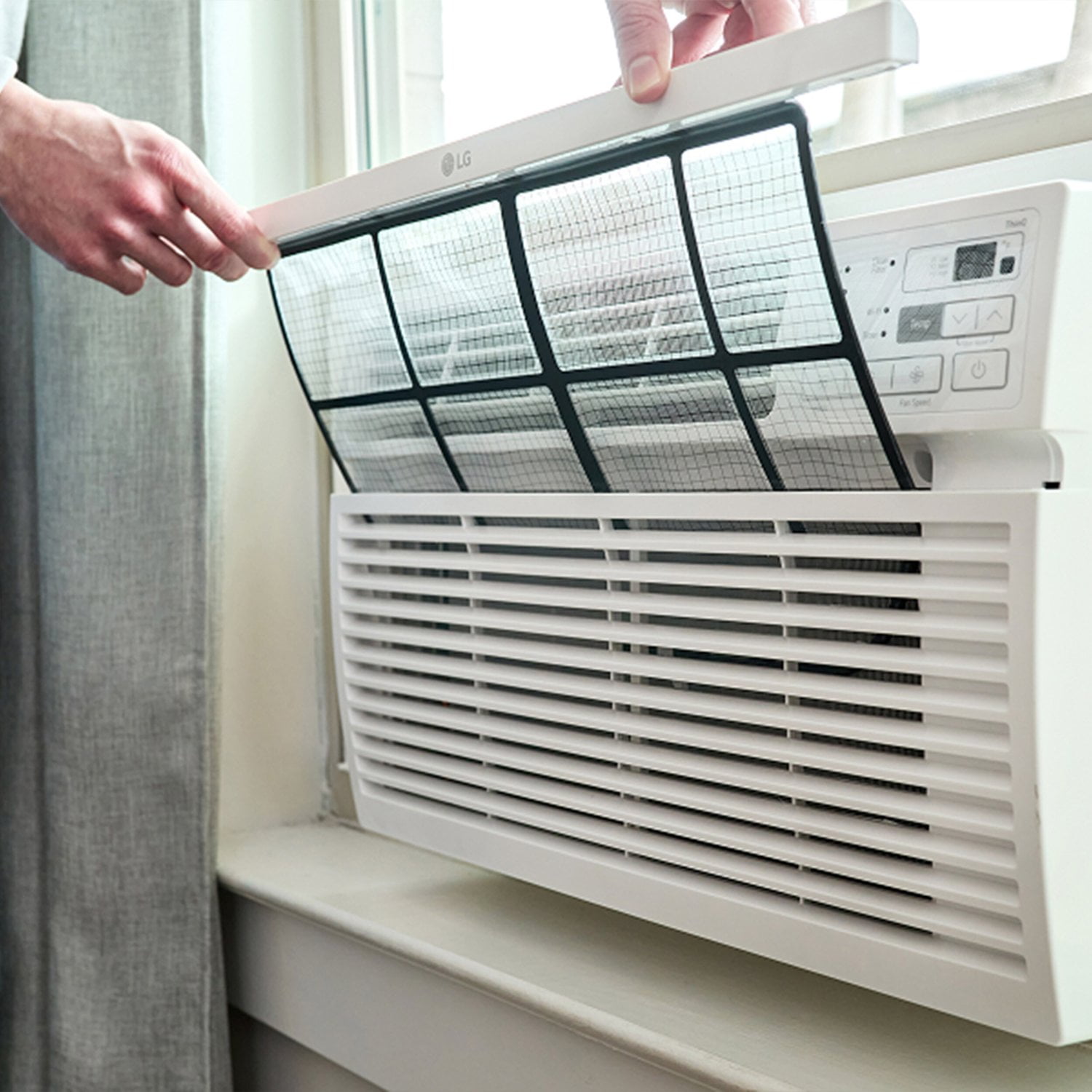 LG 8,000 BTU Window-Mounted Air Conditioner with Wi-Fi Control (White, 350 sq ft) cqpq7