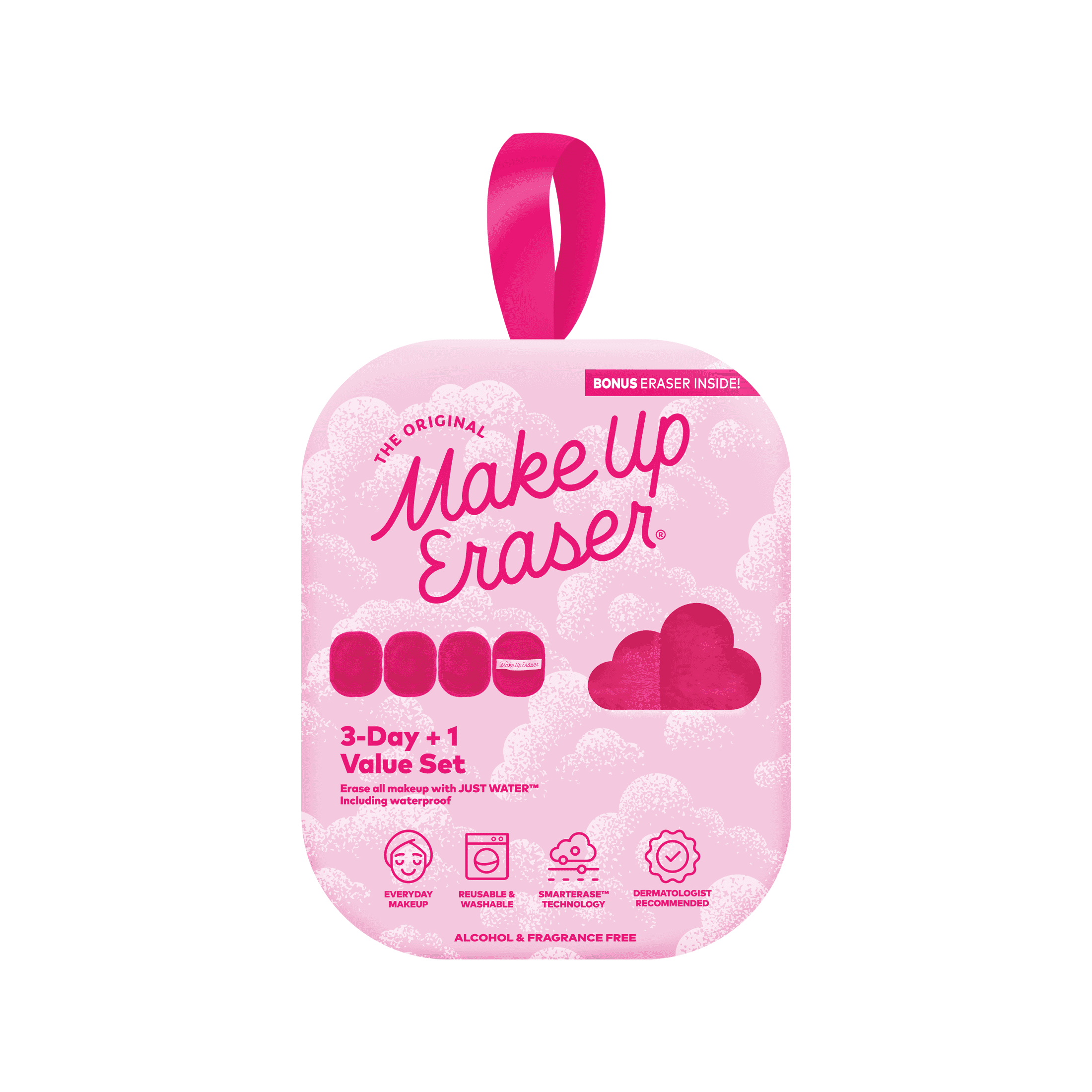 The Original MakeUp Eraser Reusable Makeup Remover Cloth Set (Pink, 3-Day Set) ncbf2