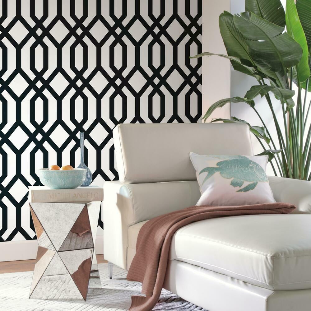 RoomMates Gazebo Lattice Peel and Stick Wallpaper (Blue, 20.5 in x 16.5 ft) 9reau