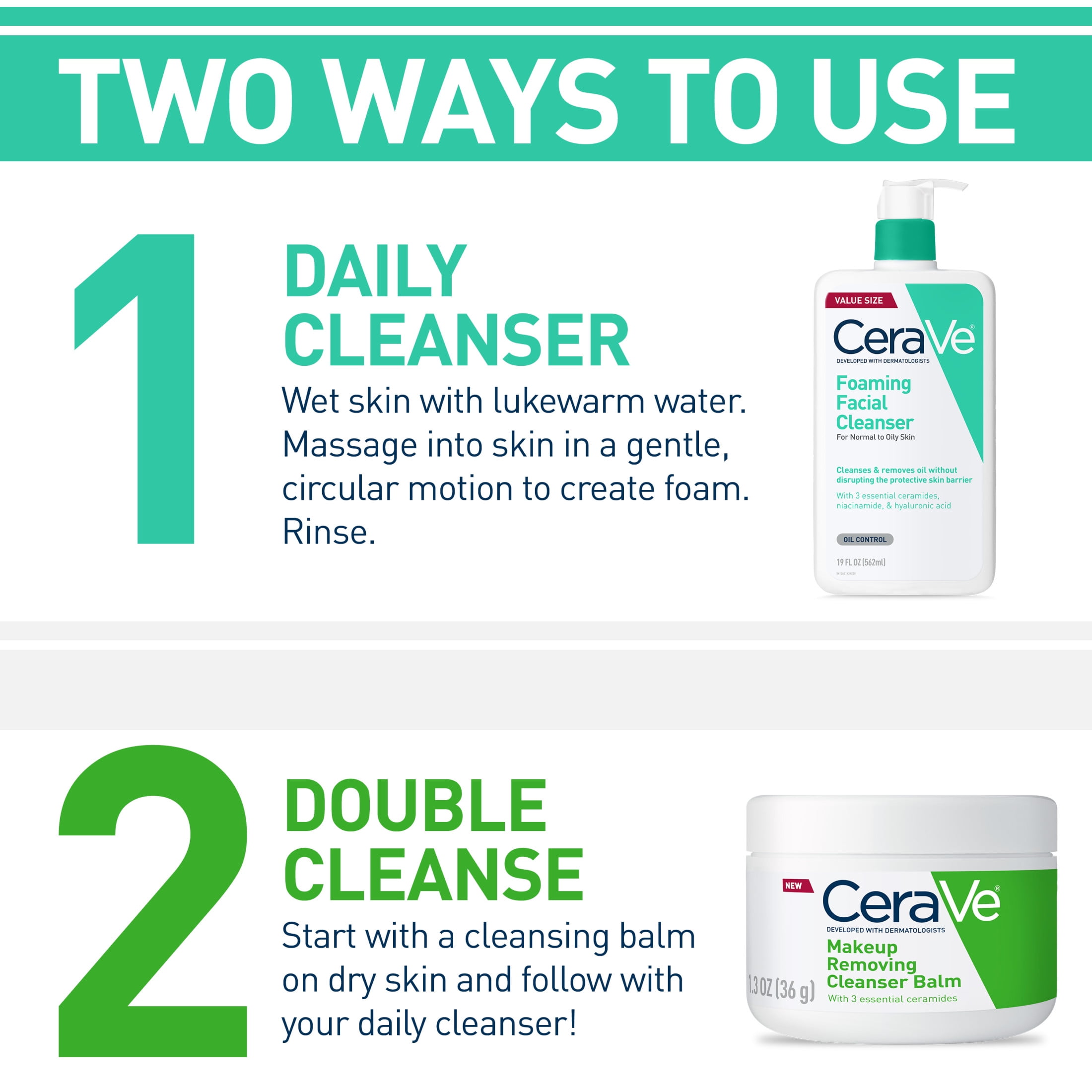 CeraVe Foaming Facial Cleanser Oil Control Face & Body Wash for Normal to Oily Skin (16 fl oz) avfqa