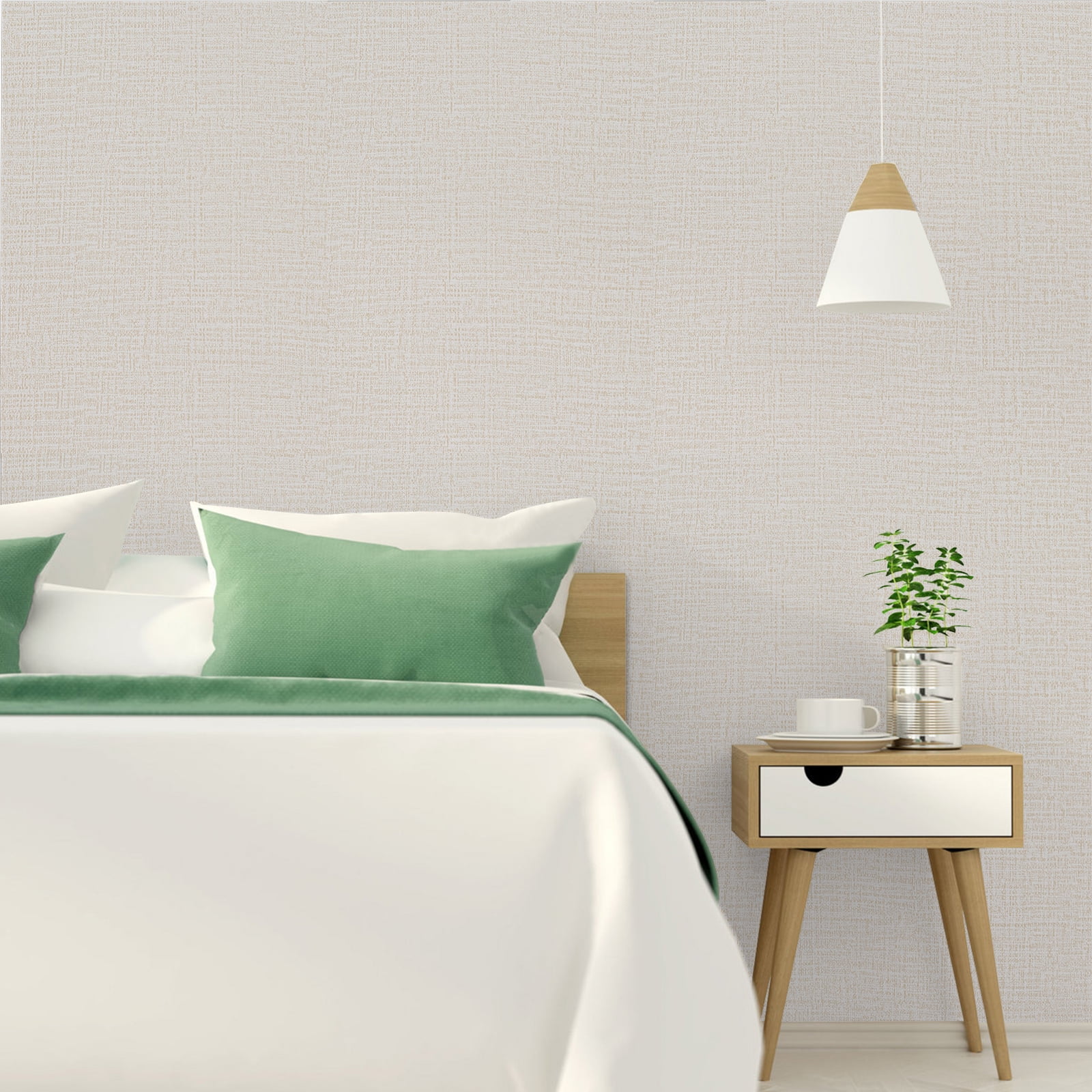 UMIGGEE Faux Linen Peel and Stick Wallpaper, Self-Adhesive Grasscloth Texture for Furniture and Walls (Beige, 17.5-in x 118-in) bqxo1