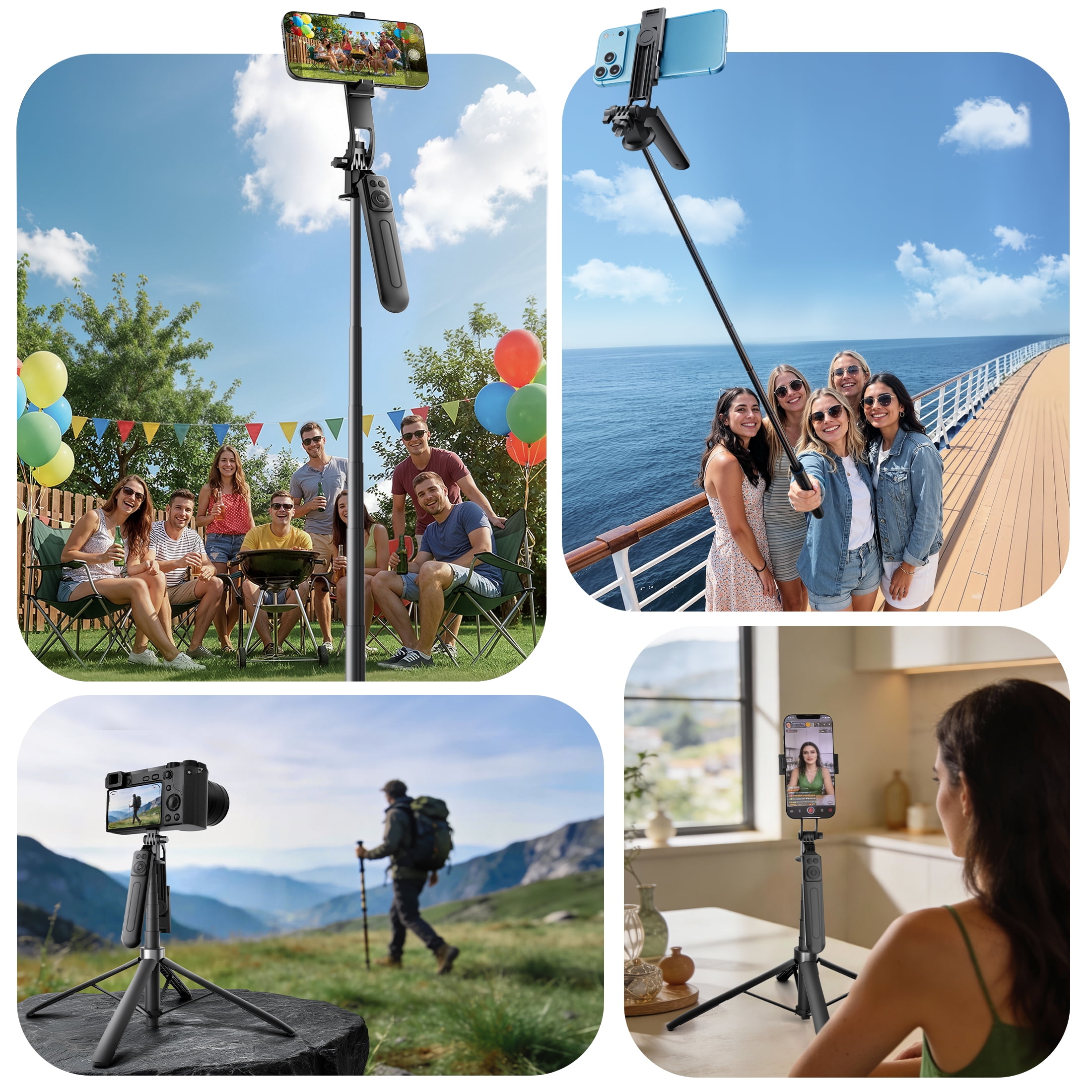 COSJM Phone Tripod and Selfie Stick with Remote, 71 in Extendable Stand for Video Recording and Content Creation (Black, 71 in) 690xr