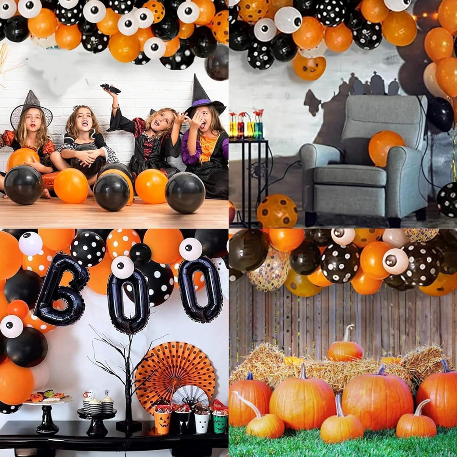 XIHAMA Halloween Balloon Garland Arch Kit, Spooky Party Decorations with Spider Foil Balloons (Black and Orange, 88-Piece Set) qbxt3