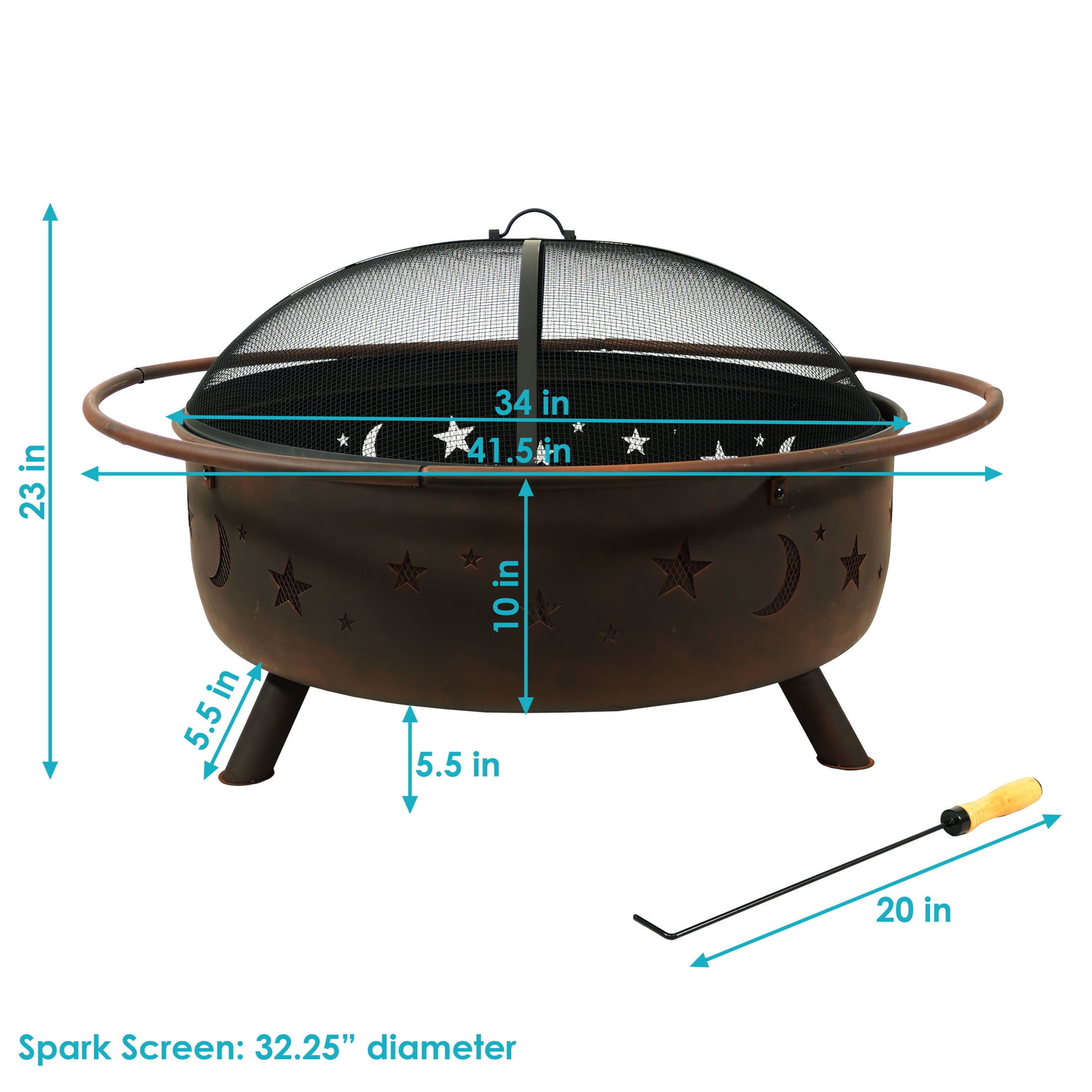 Sunnydaze Decor Cosmic Outdoor Fire Pit Wood Burning Patio Backyard Fireplace (Celestial Design, 42 in) 6ug0v