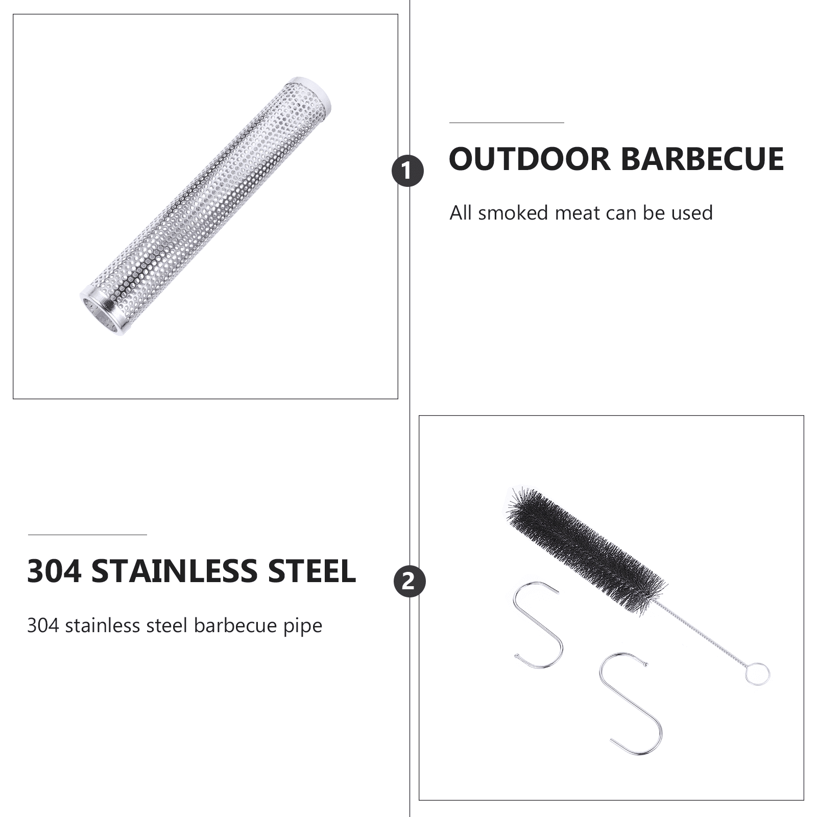 Generic Barbecue Smoker Stainless Steel Grill Accessory (Silver, 12 in) womhd