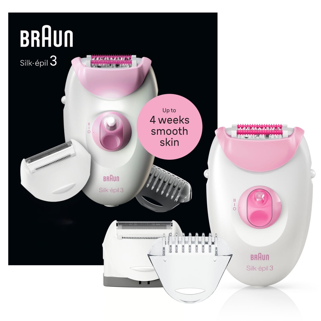 Braun Silk-epil 3 3-270 Epilator for Women, Long-Lasting Hair Removal System (White/Pink) oa4p6