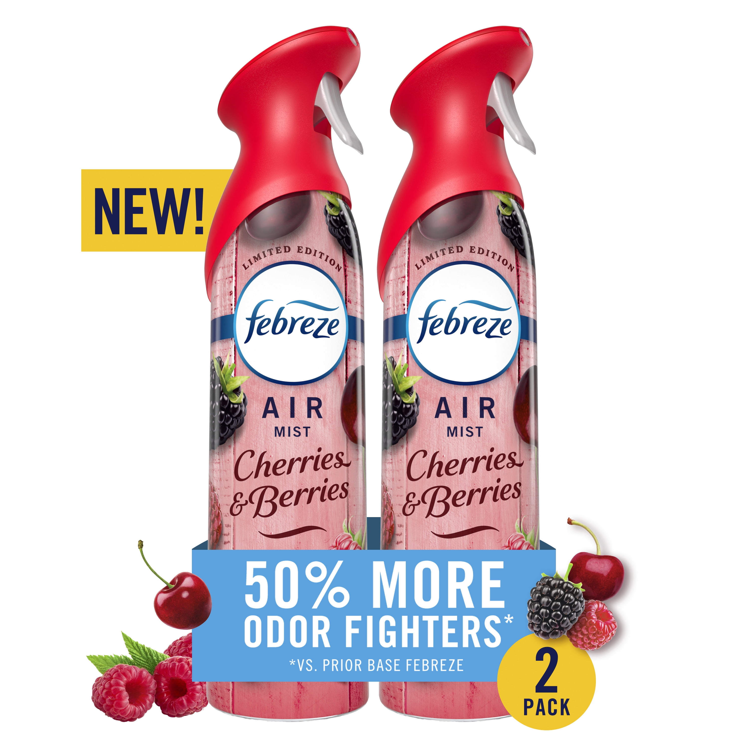 Febreze Air Mist Air Freshener Spray, Cherries & Berries Scent, Odor Eliminator (Cherries & Berries, 16.2 oz, 2 Pack) nve1x