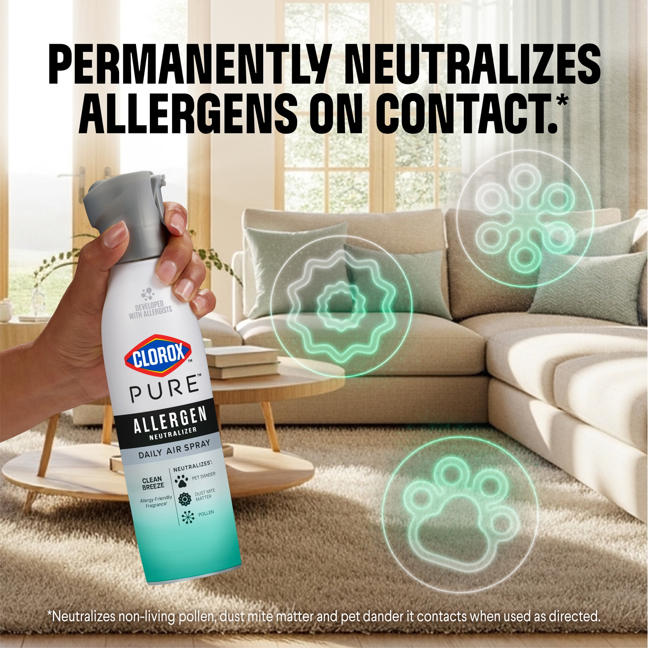 Clorox PURE Allergen Neutralizer Daily Air Spray, Clean Breeze (8 oz) 64jz6