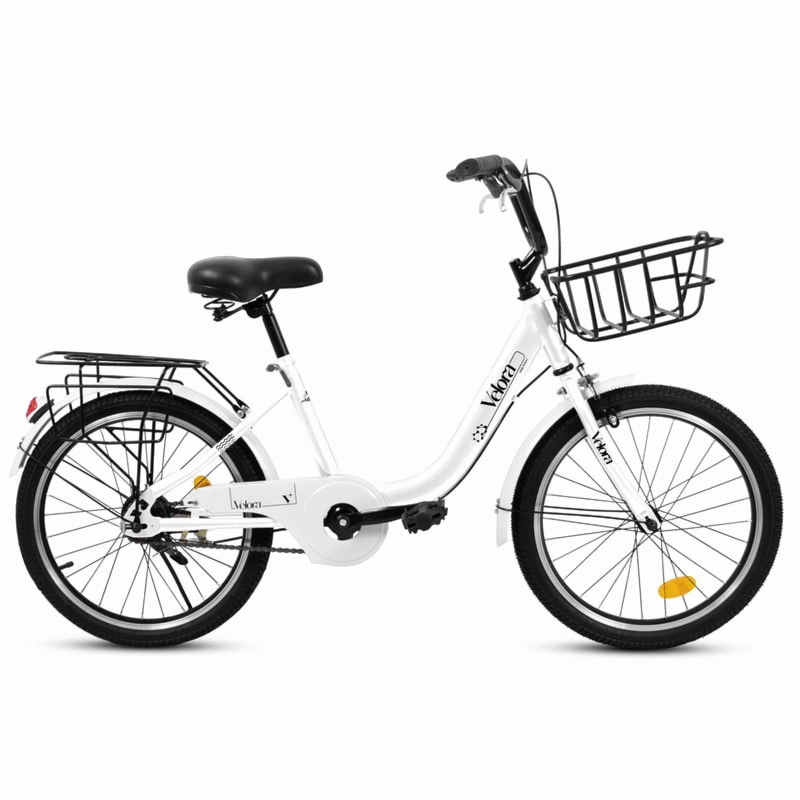 Gundir 20 Inch Kids Bicycle, Lightweight Steel Frame with Dual Braking System and Rear Rack (White, 20 in) ggwd9