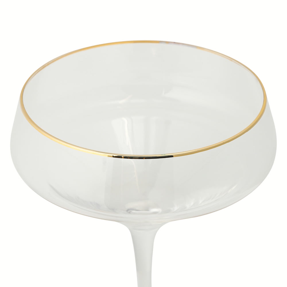 Thyme & Table Coupe Cocktail Glass with Gold Rim (Clear, 14 fl oz) imj1x