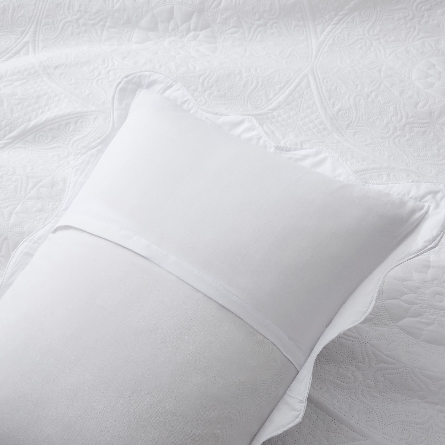 Ameha 3-Piece Quilt Set Embossed Floral Microfiber Bedspread (White, Queen Size) ia7b4