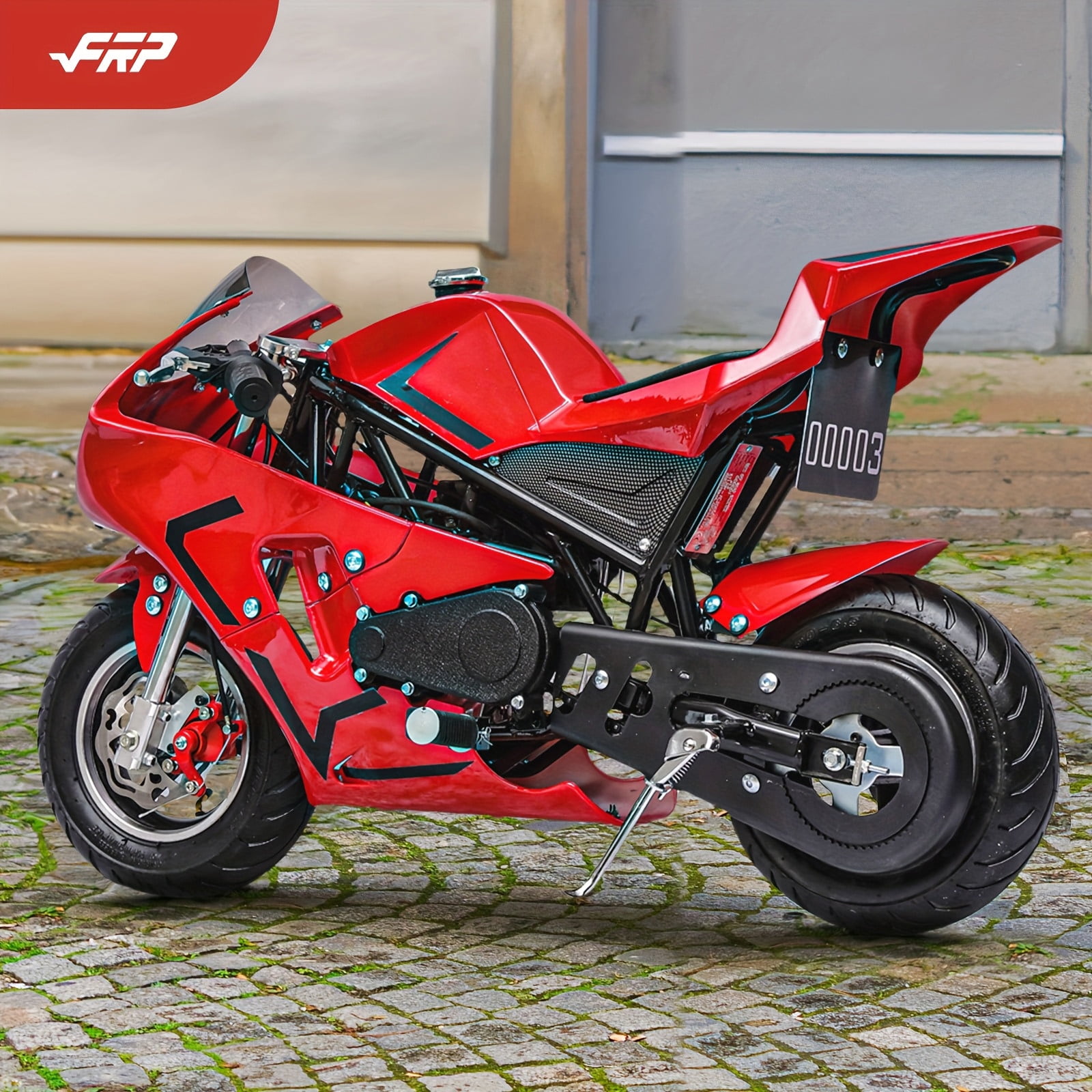 FRP 50cc Mini Pocket Bike Gas Powered Motorcycle with Dual Brake and Kill Switch (Red, 165 lb Capacity) g8yxp
