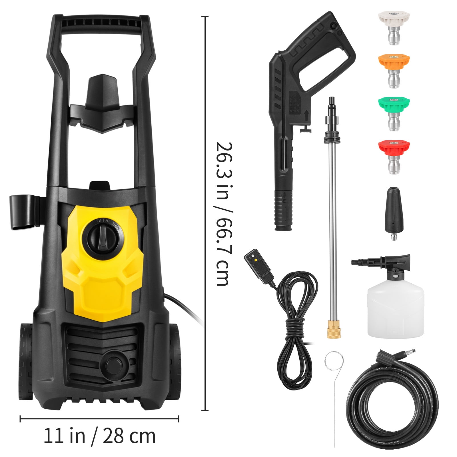 KFFKFF Electric Pressure Washer (2000 PSI, 1.65 GPM, 30 ft Hose, 5 Spray Nozzles) mto86