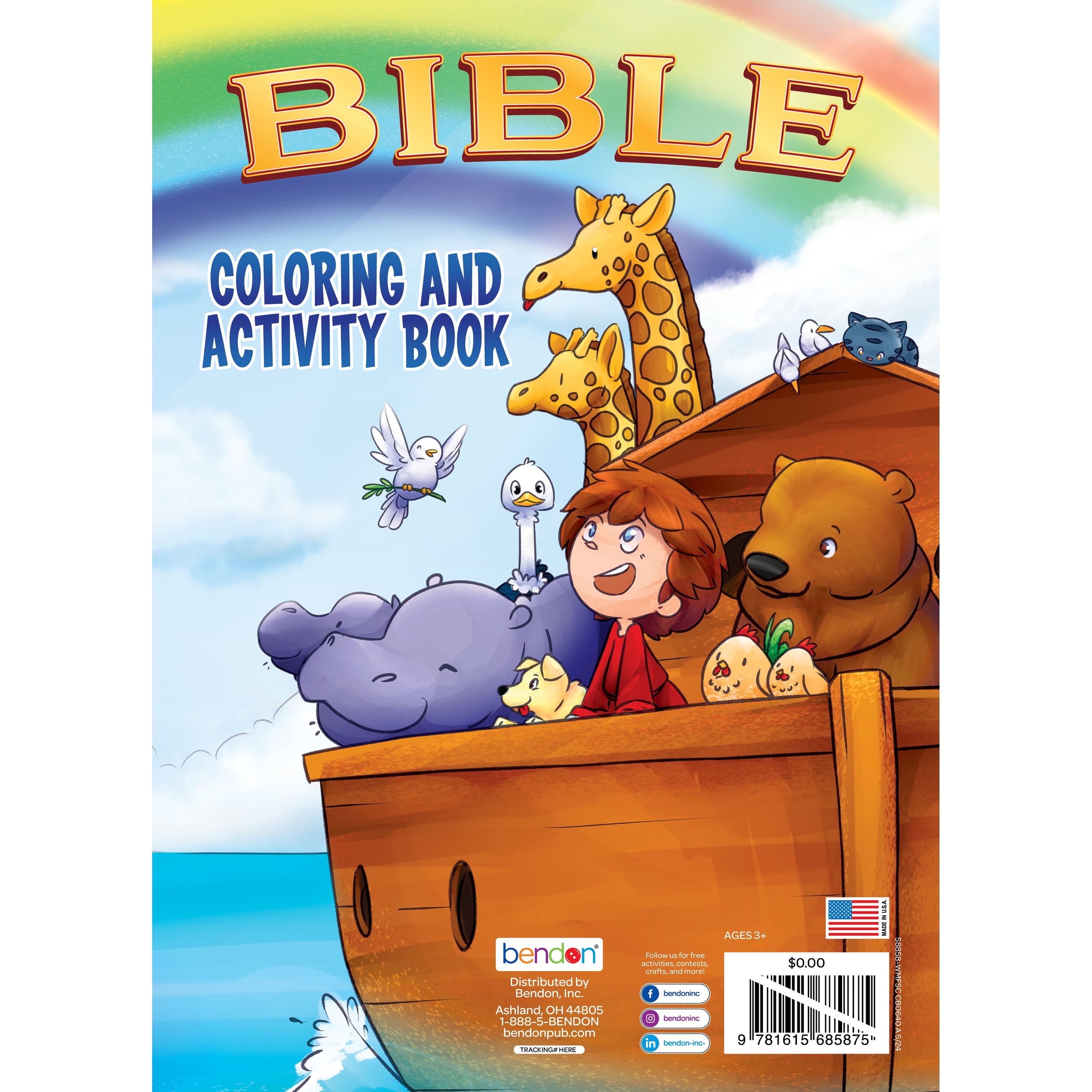 Bendon Bible Coloring and Activity Book for Kids, Educational Religious Learning (64 Pages, 7.75 in x 10.75 in) 8kveg