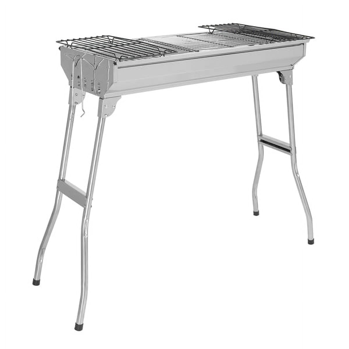 AsterOutdoor Portable Stainless Steel Grill, Lightweight Outdoor Camping BBQ Stove with Anti-Scald Handle (Silver, 15.7 in x 11.8 in) 9ky87