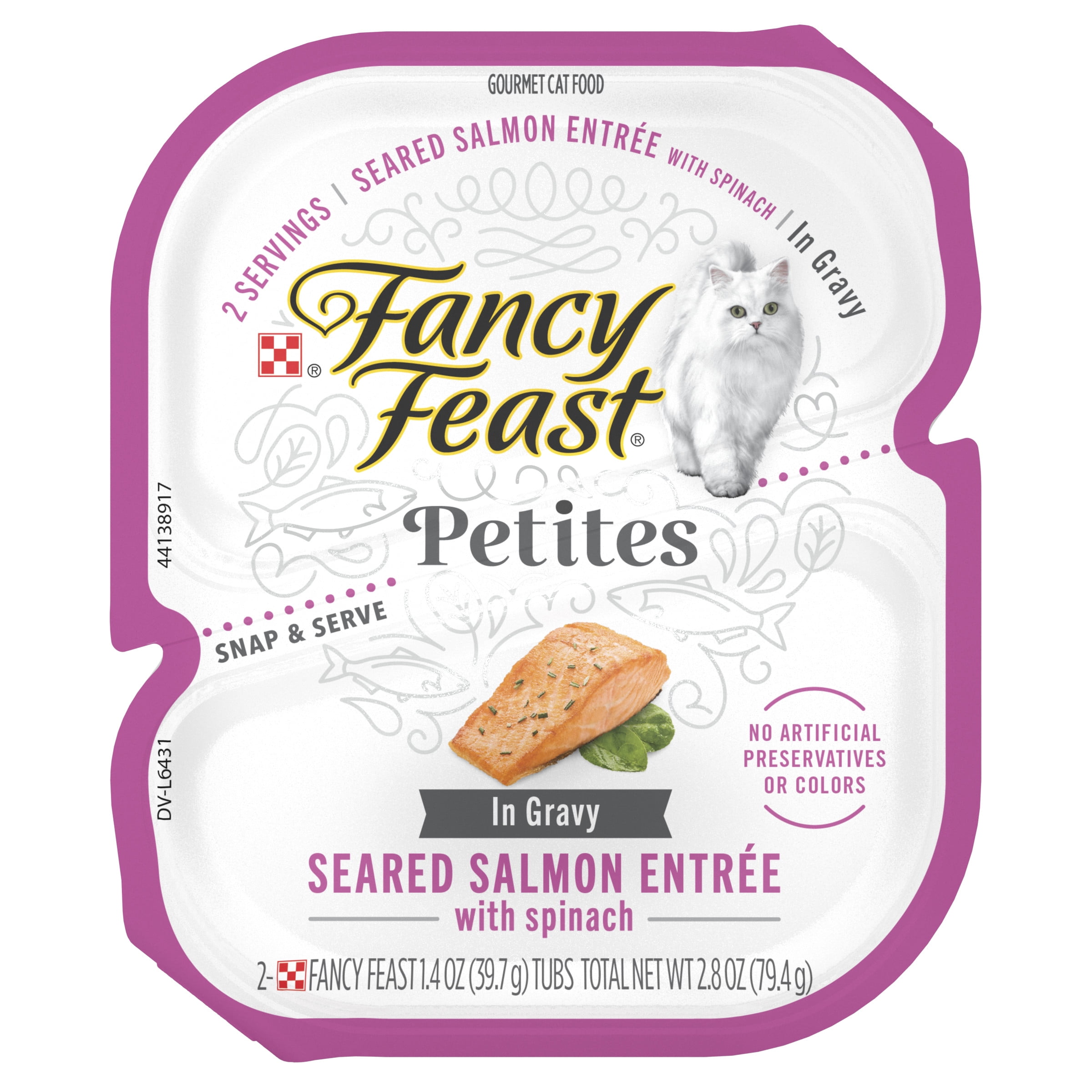 Fancy Feast Petites Seared Salmon Entree with Spinach Wet Cat Food (12 Pack, 2.8 oz) anumx