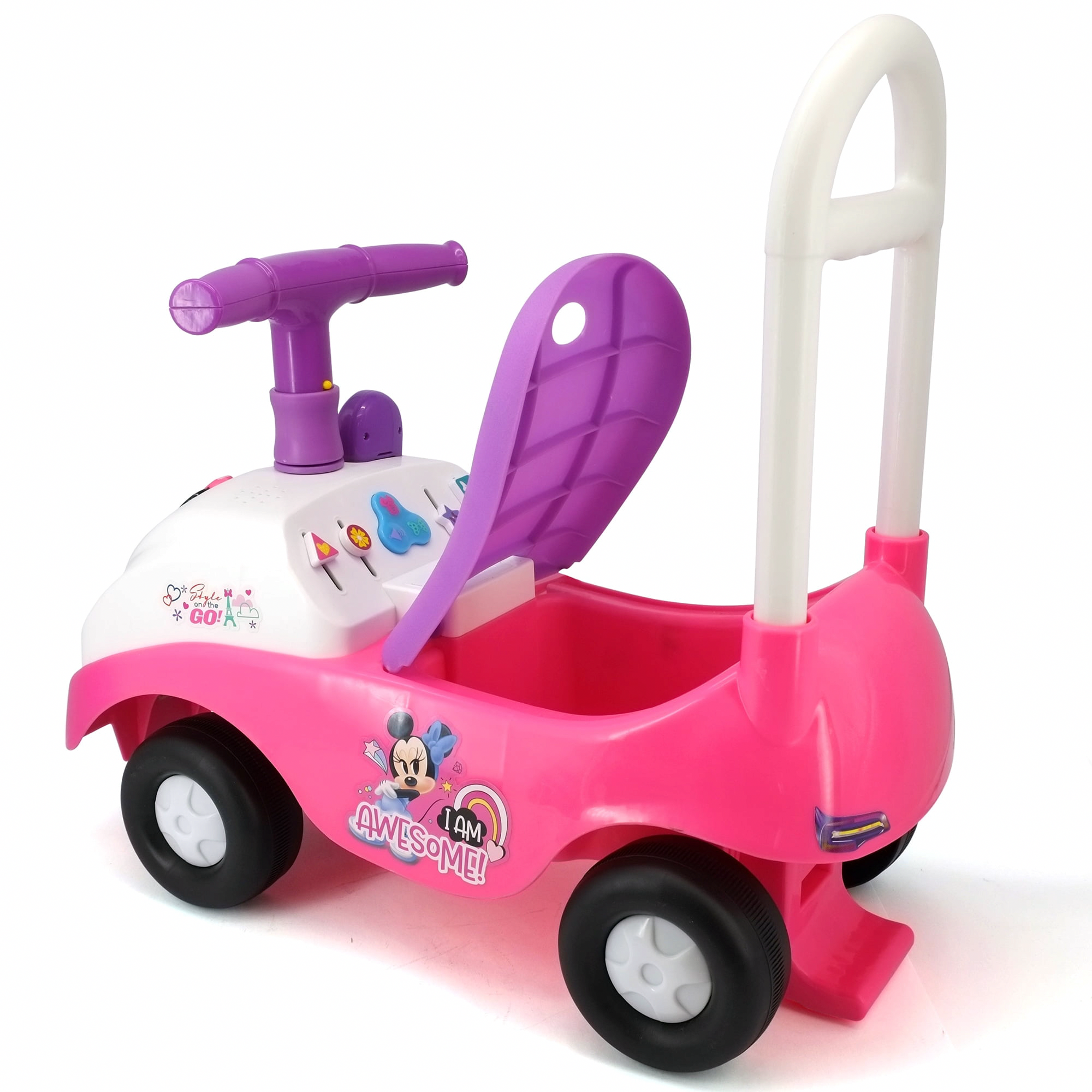 Kiddieland Push & Pedal Ride-On Toy with Interactive Sounds and Storage (Pink, 19.5 in x 9.85 in x 18.25 in) 4m6th