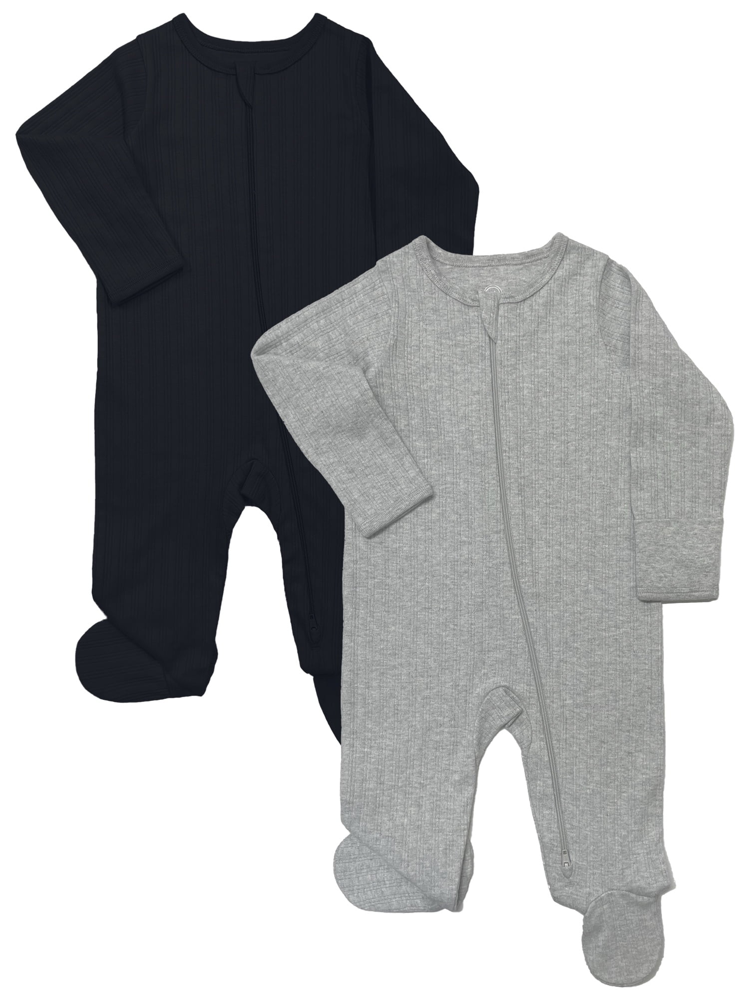 Wonder Nation Baby Unisex Organic Cotton Zip Front Footed Sleep N Play Pajamas (Black, 2-Pack, Preemie-6/9 Months) 445be