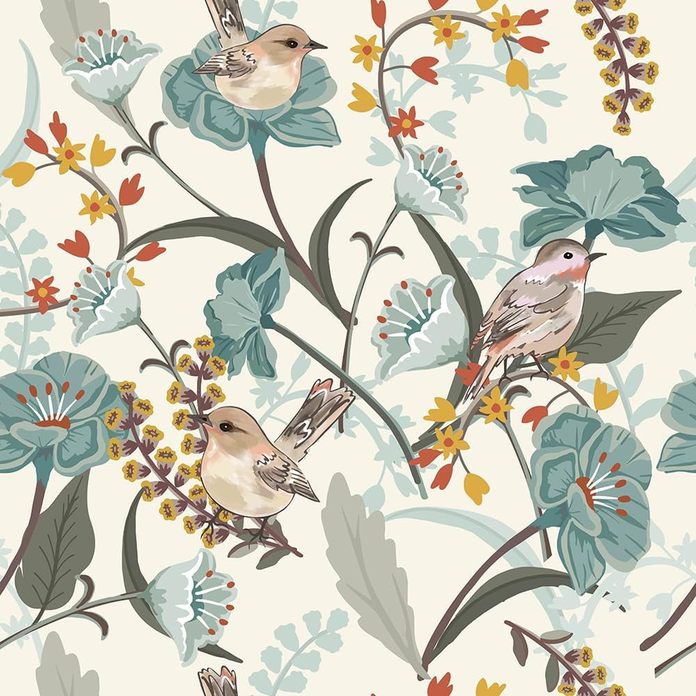 Usachibb Peel and Stick Wallpaper Vintage Peacock Floral Contact Paper for Furniture and Walls (Gold, 17.7 in x 118.1 in) 5b86z