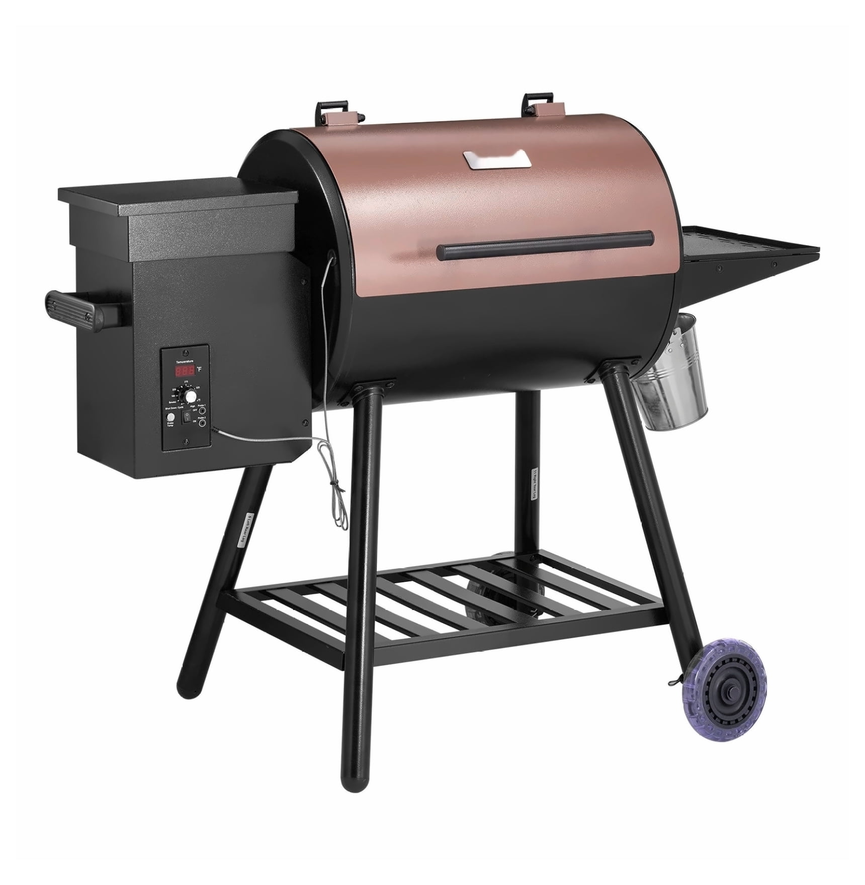 Generic Wood Pellet Grill Smoker, 8-in-1 BBQ Grill with Digital Controller and Meat Probe (Black, 456 sq in) o6tkt