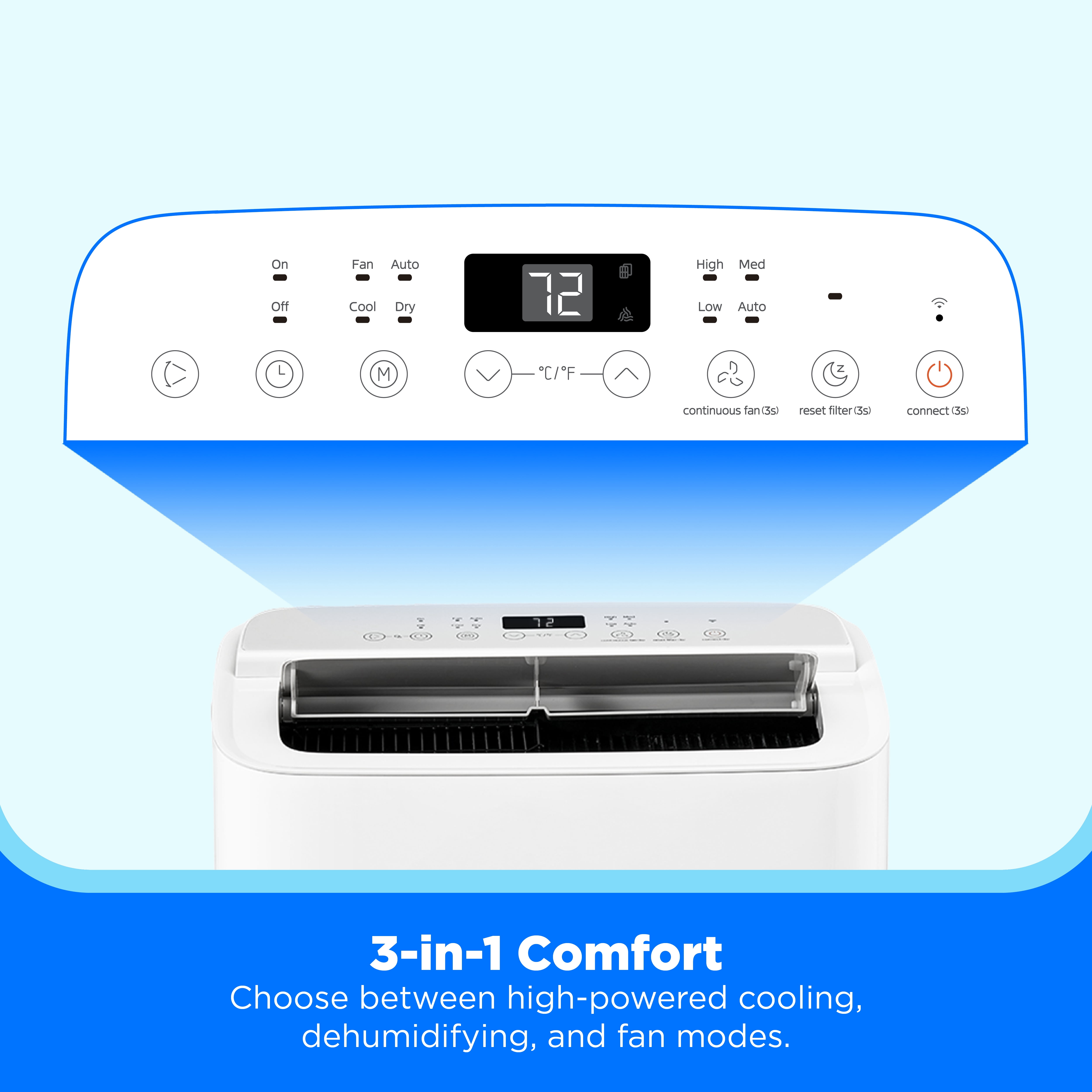 Midea 8,000 BTU SmartCool Portable Air Conditioner with Wi-Fi and Voice Control (White, 350 sq ft) wt46x