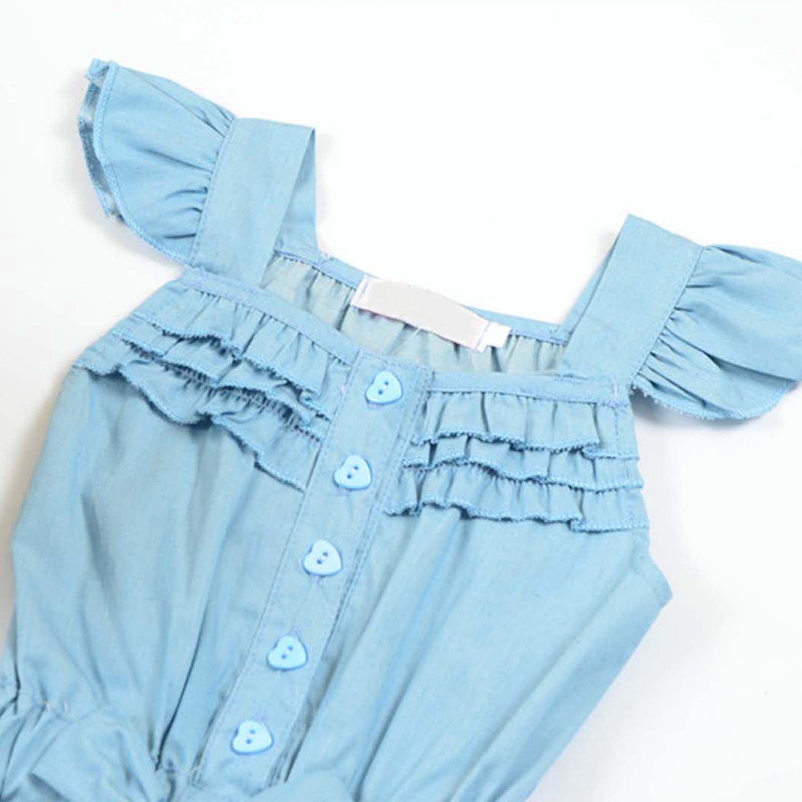 BLVB Toddler Baby Denim Romper Sleeveless Cotton Jumpsuit (Blue, 12-18 Months) 1da6h