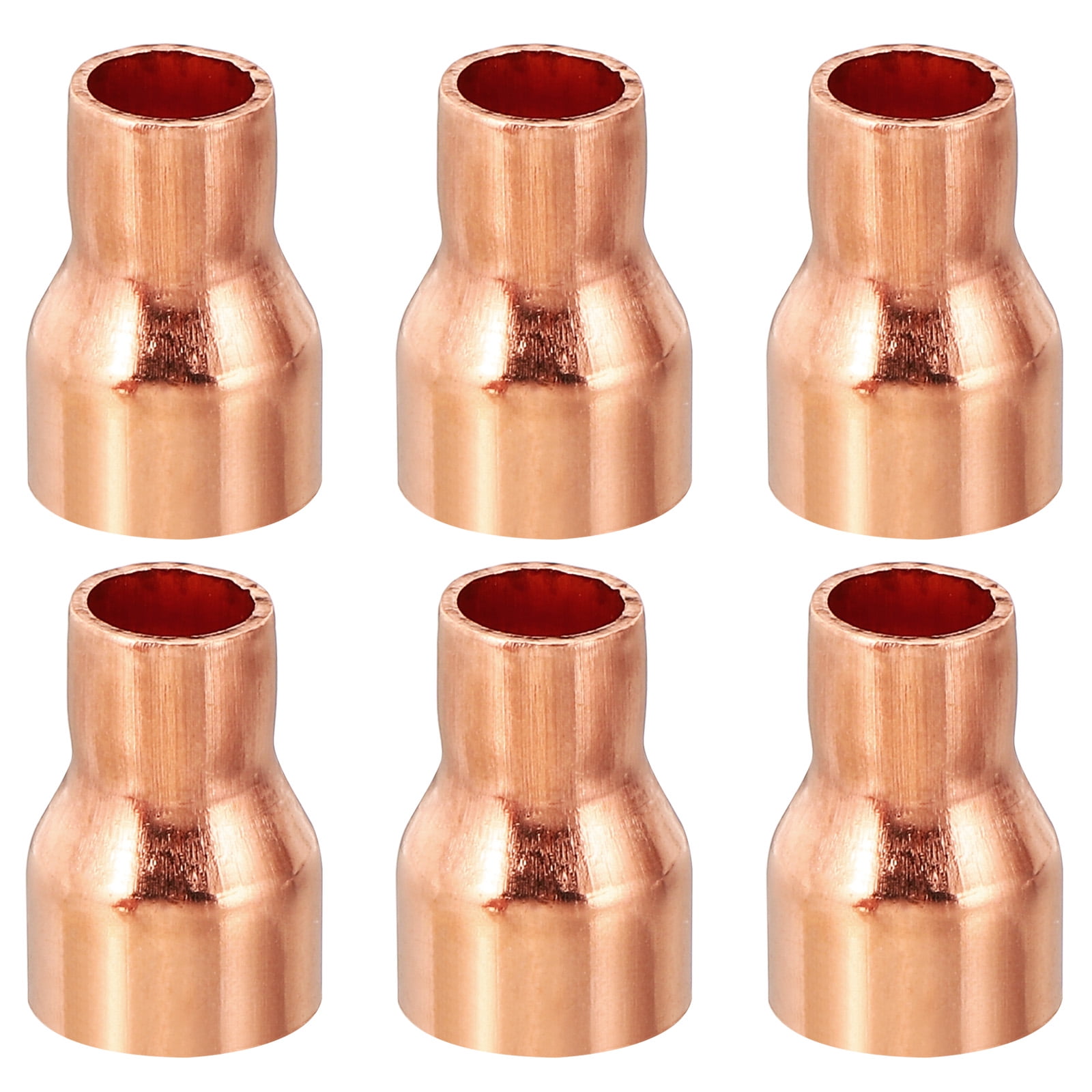 Uxcell Copper Reducing Coupling Pipe Adapter (1/2 in to 5/16 in ID, 6 Pack) w6it3