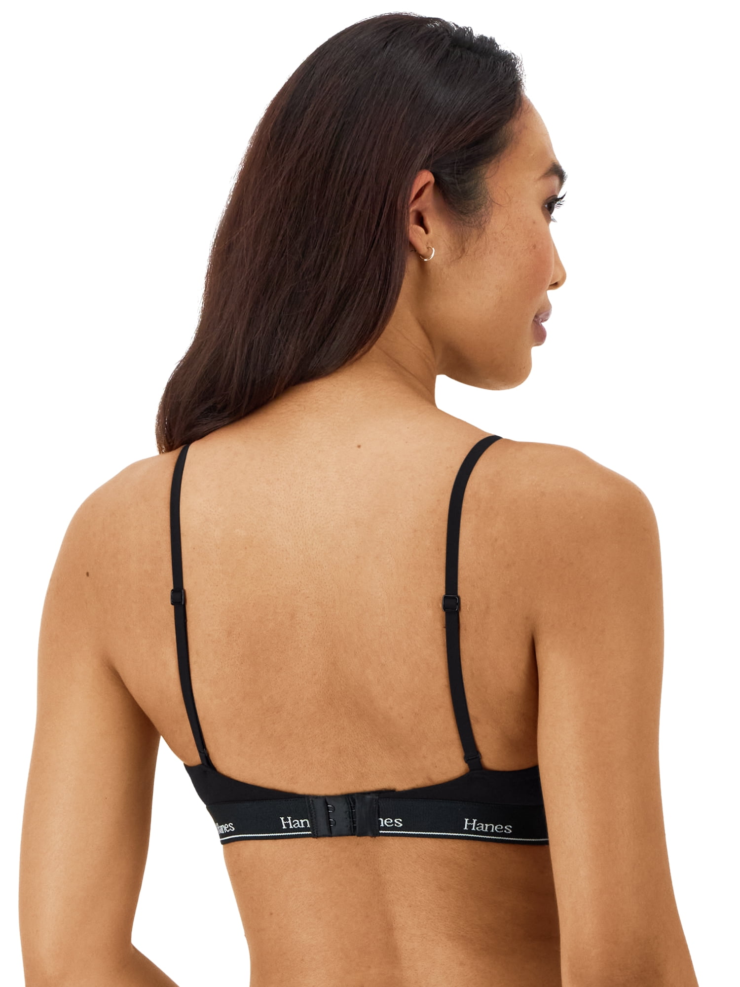 Hanes Originals Women's Stretch Triangle Bralette (Black, 2-Pack) adw5c
