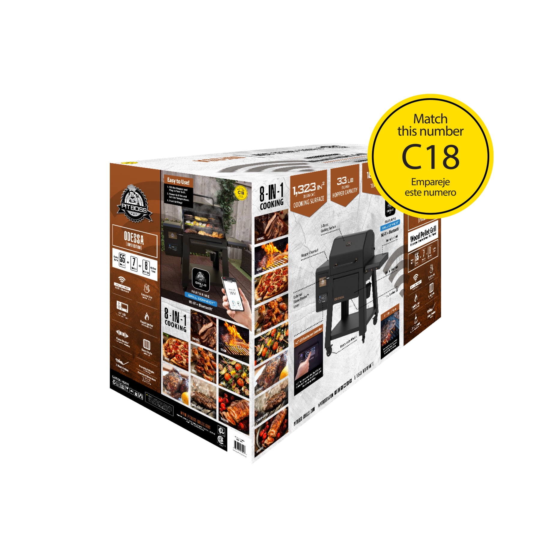 Pit Boss Onyx Series Odessa Wood Fired Pellet Grill with Wi-Fi and Bluetooth (Black, 1323 sq in) 0n6lp