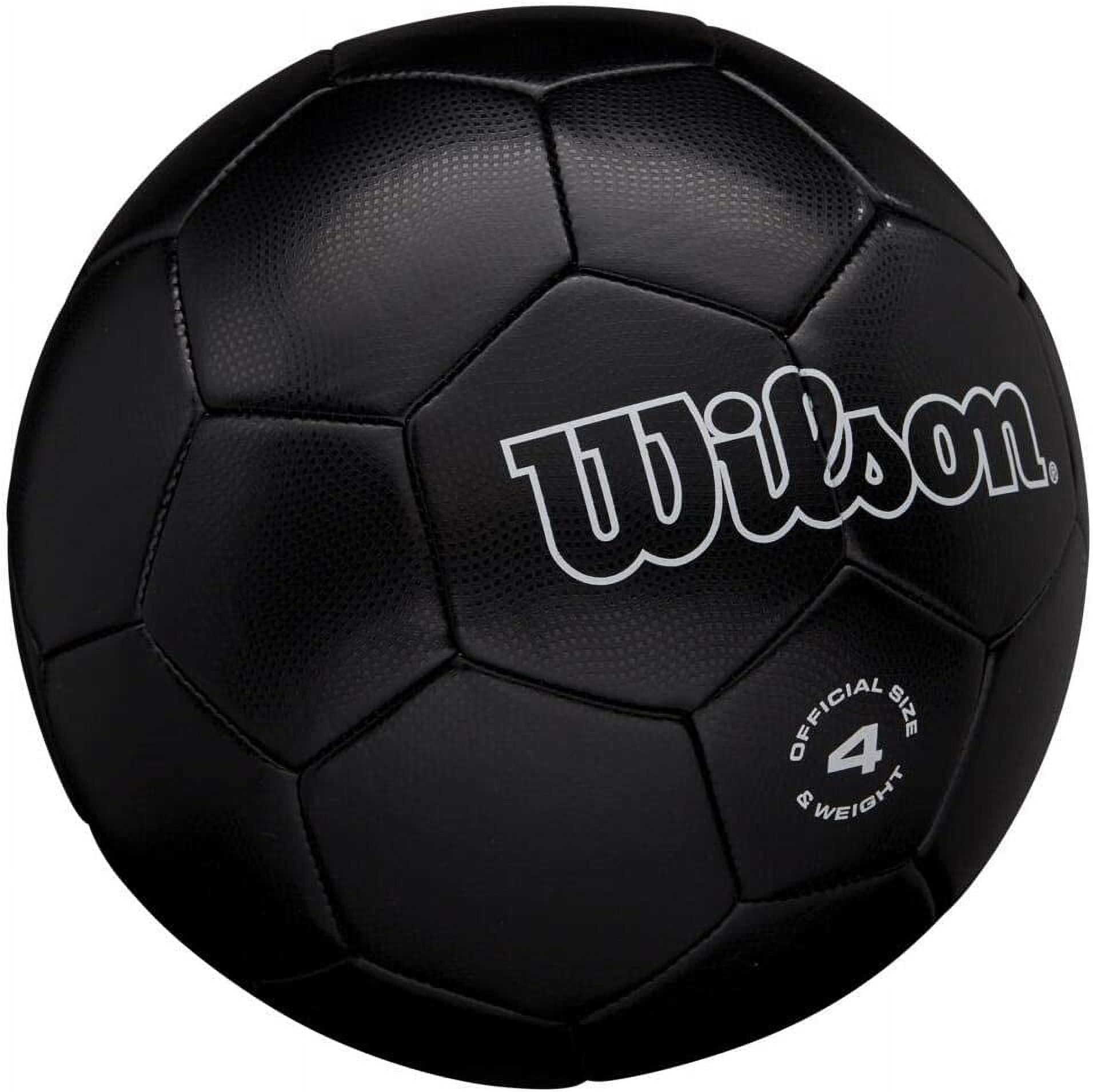 Wilson Traditional Soccer Ball Durable Synthetic Leather Outdoor Training (Black, Size 5) rdz35