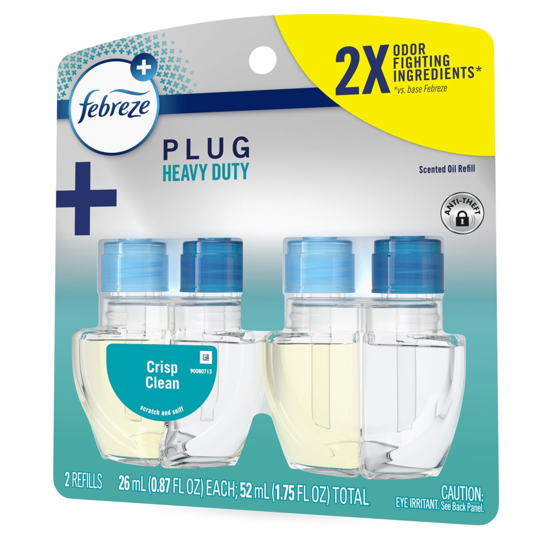 Febreze Fade Defy Plug In Air Freshener Refills, Odor-Fighting Scented Oil, Heavy Duty Crisp Clean (2 Count, 1.74 fl oz) efnko