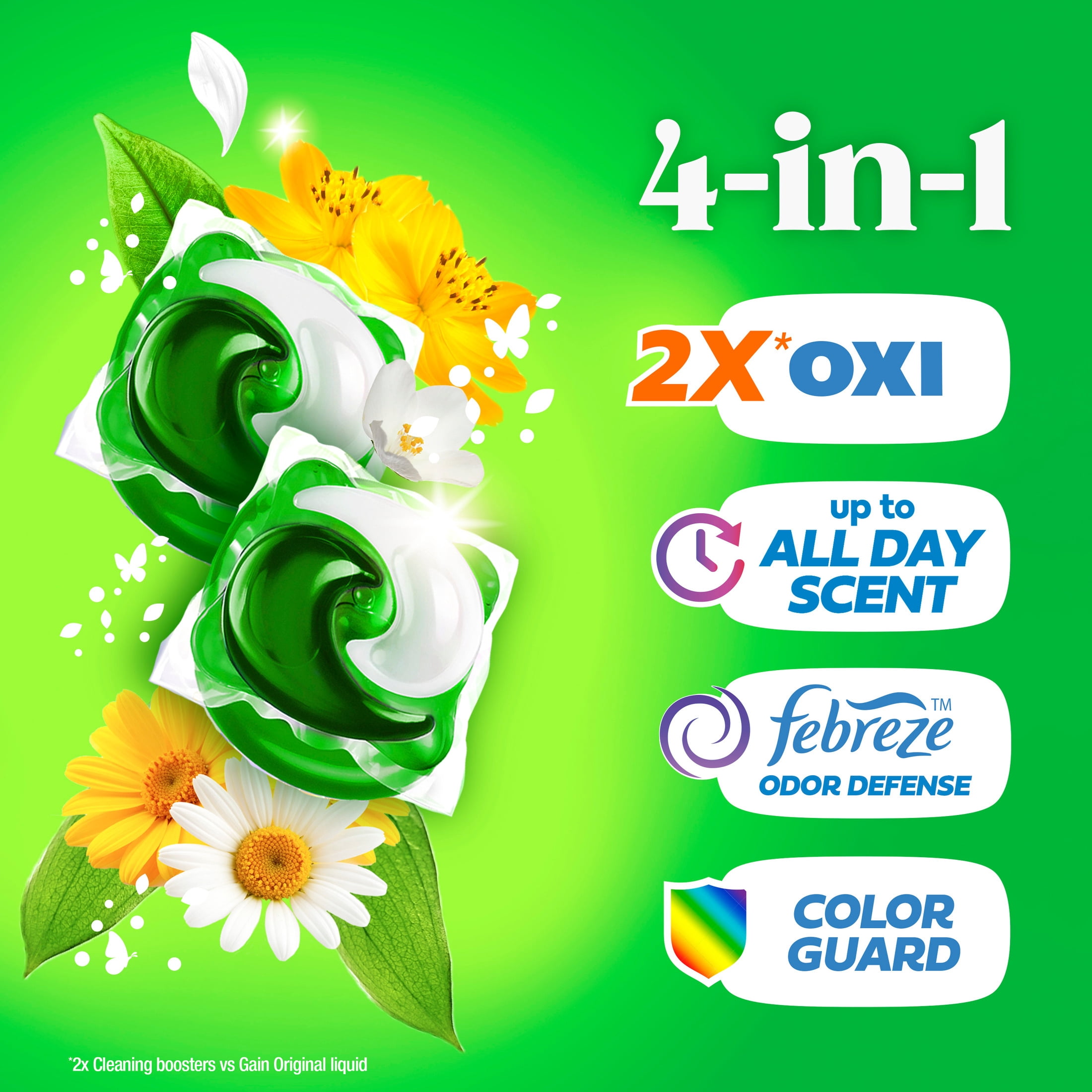 Gain Flings Laundry Detergent Pacs, 3-in-1 Oxi Boost and Febreze, Original Scent (76 Count) geu22