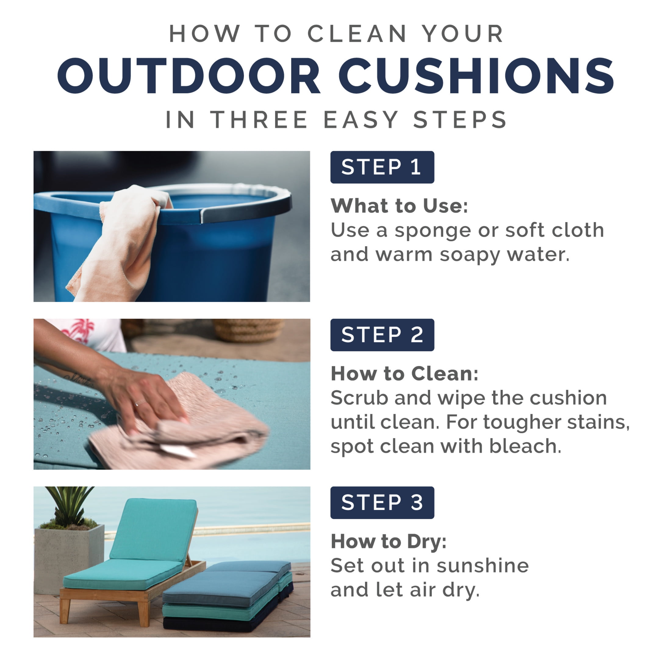 Arden Selections Outdoor Deep Seat Cushion Set, Weather-Resistant Patio Chair Replacement Cushions (Sapphire Blue, 24 in x 24 in) cwm72