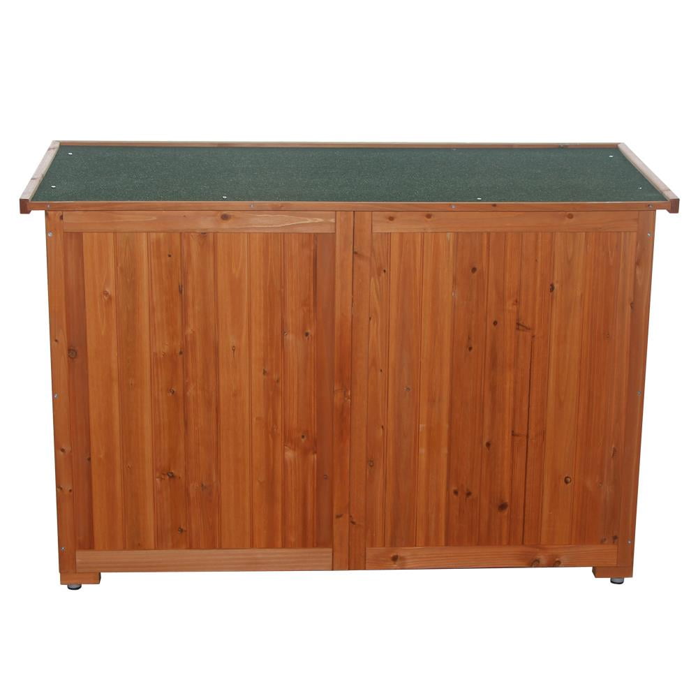 Ktaxon 38 in Wooden Outdoor Storage Cabinet with Double Doors and Asphalt Roof (Brown) e62j8
