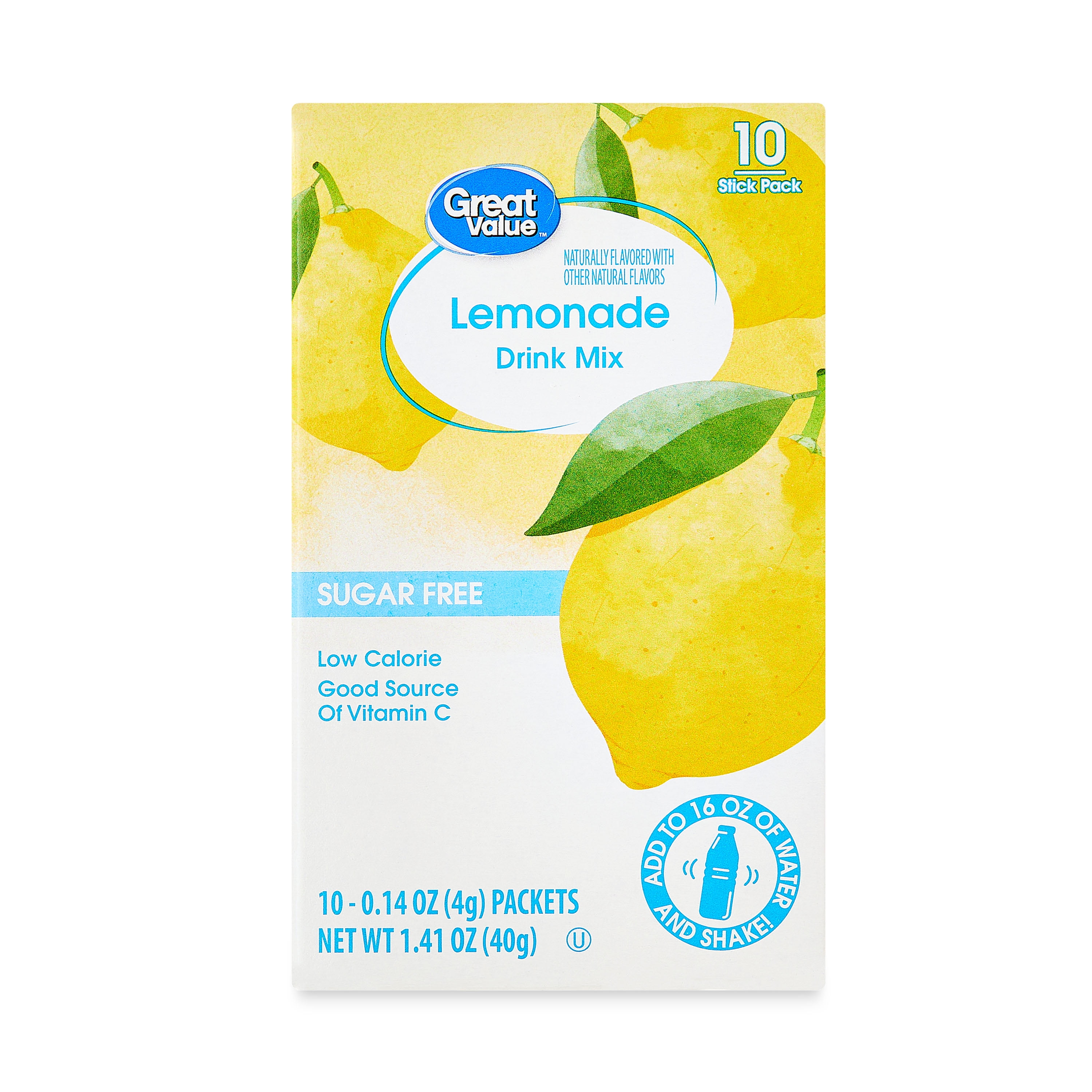 Great Value Sugar-Free Lemonade Drink Mix Packets (10 Count, 1.4 oz Total) xk1dm