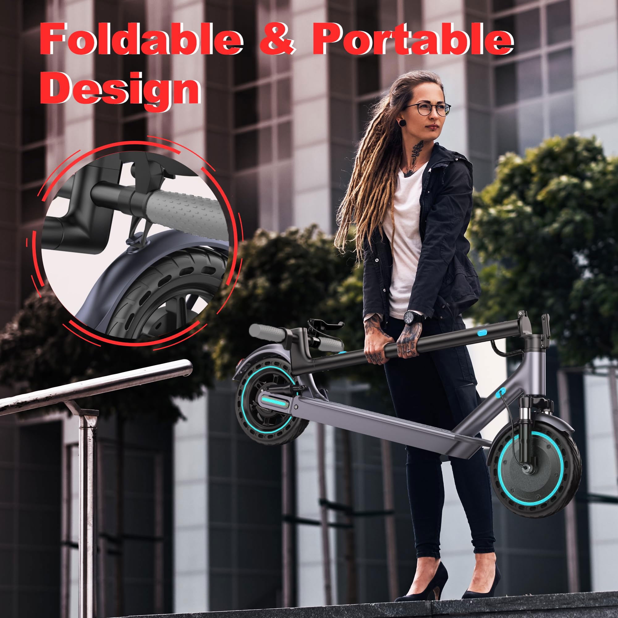COCOMILA Electric Scooter for Adults, Portable Foldable Commuting Scooter with 350W Motor, 19MPH Max Speed (Blue, 36 lb) 7jsav
