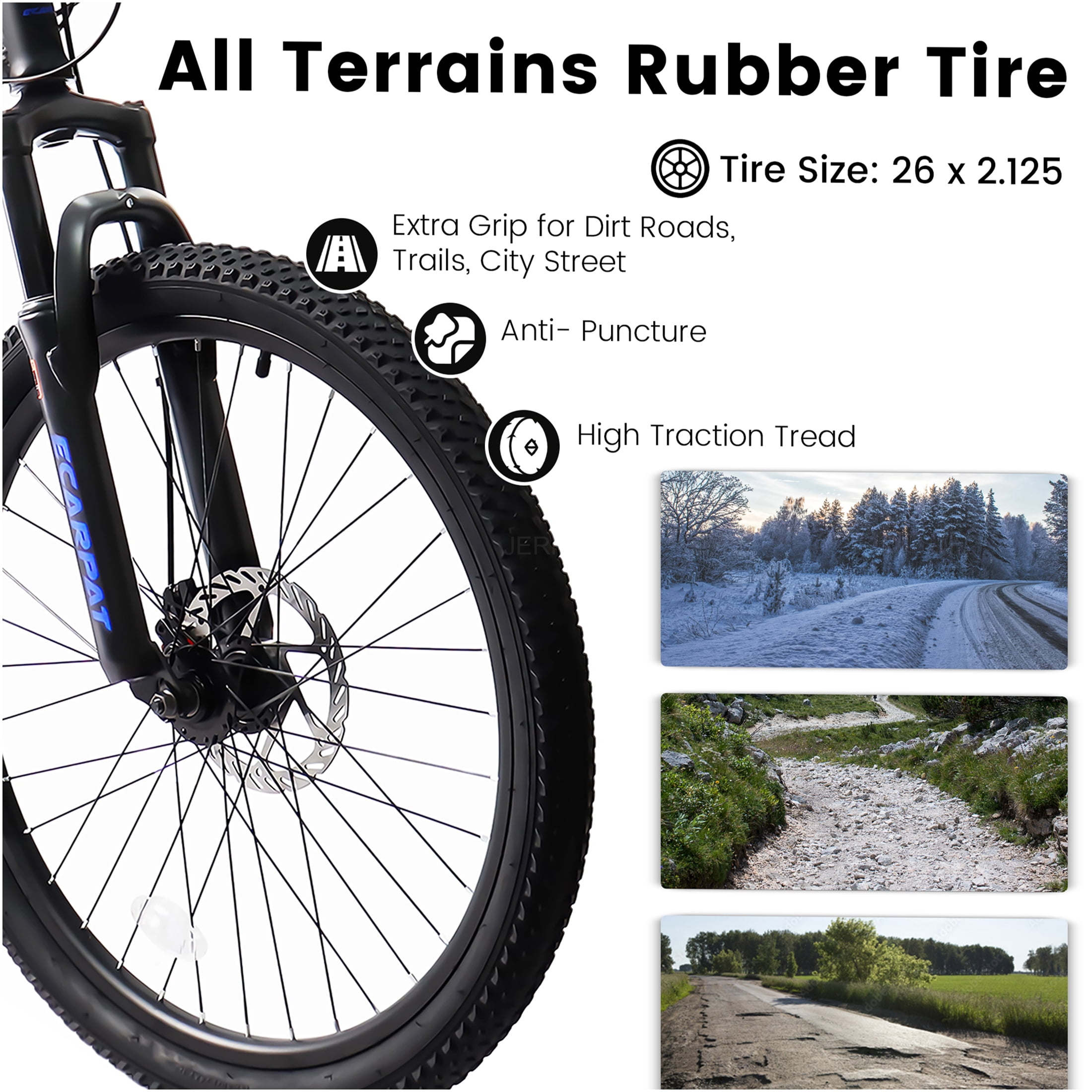 JERFIT 26 Inch Mountain Bike, Full Suspension All-Terrain Bicycle with 21 Speed Gearing and Dual Disc Brakes (Black, 26 in) h9fg8