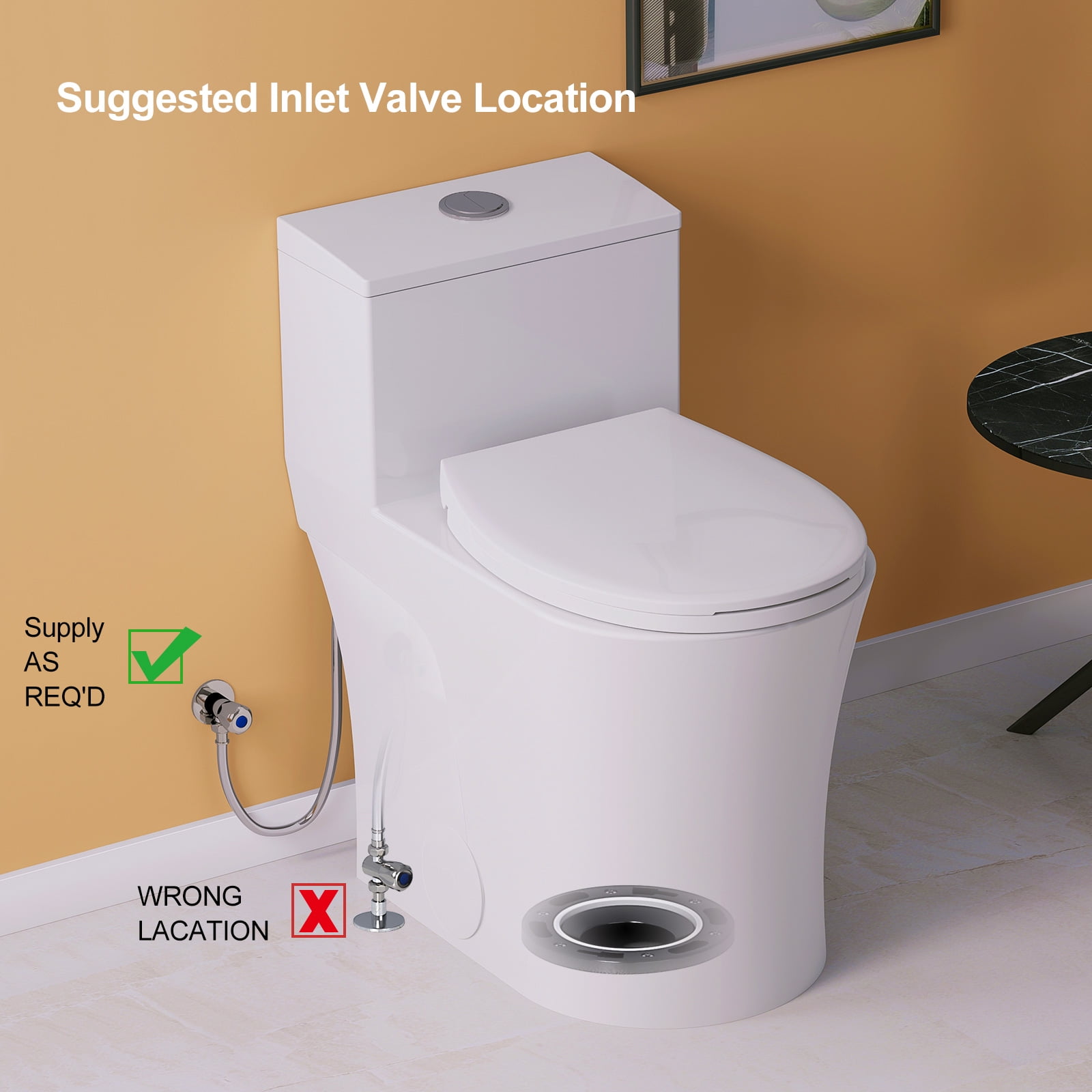 HOROW Compact One Piece Toilet, Elongated ADA Height Bowl with Soft-Close Seat (White, 17.3 in) rlz90
