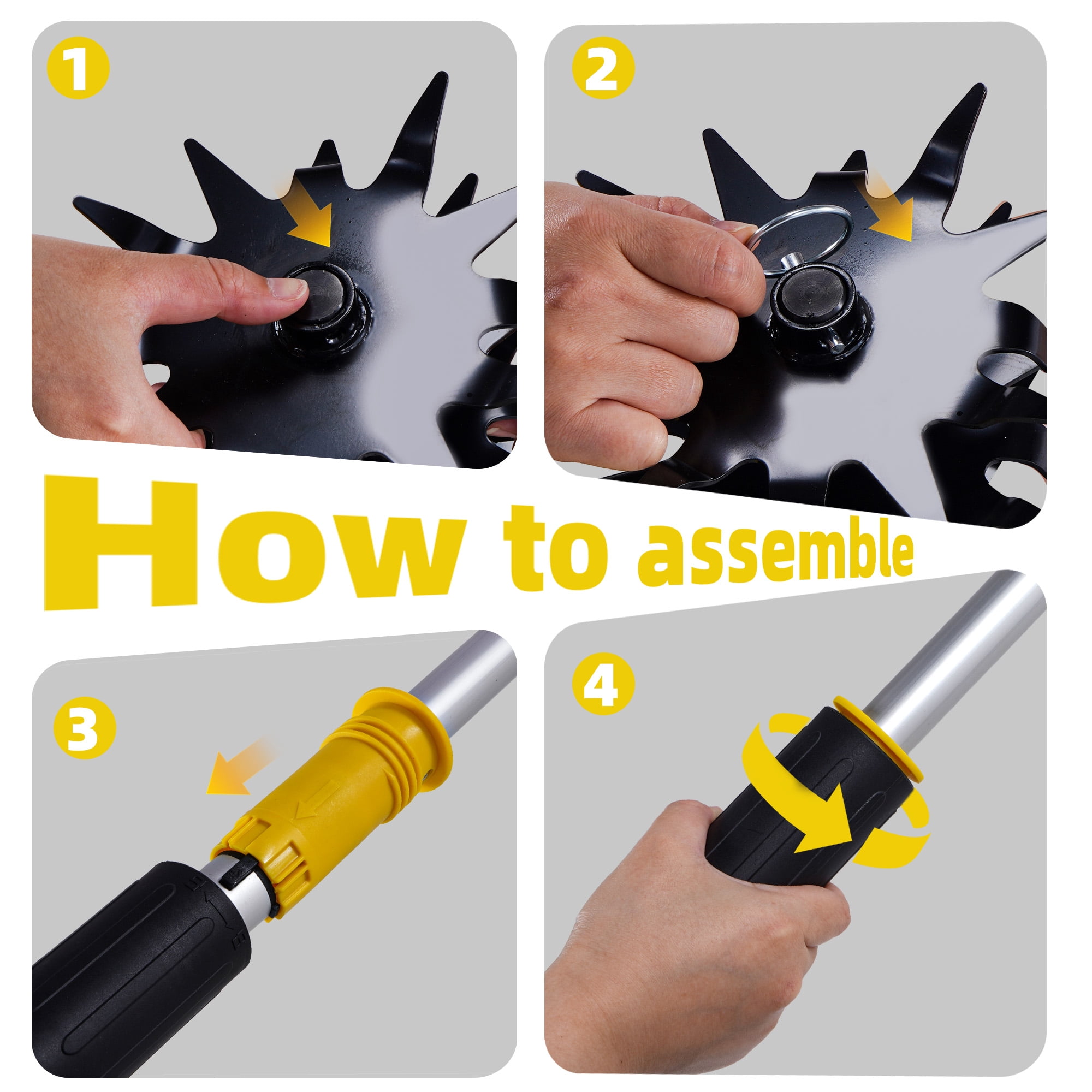 Tcisa 20V Cordless Electric Tiller, Garden Cultivator for Soil Tilling and Weeding (Yellow, 9 in Width) undlk