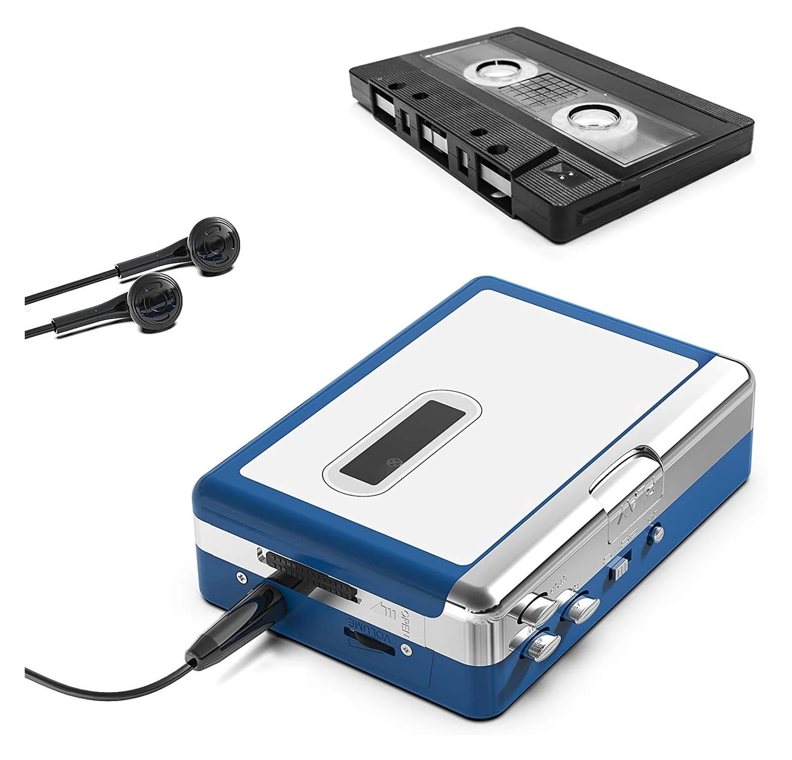 Momo Portable Cassette Player Retro Tape Music Walkman with 3.5mm Headphone Jack (Black, 1 Pack) vmw2m