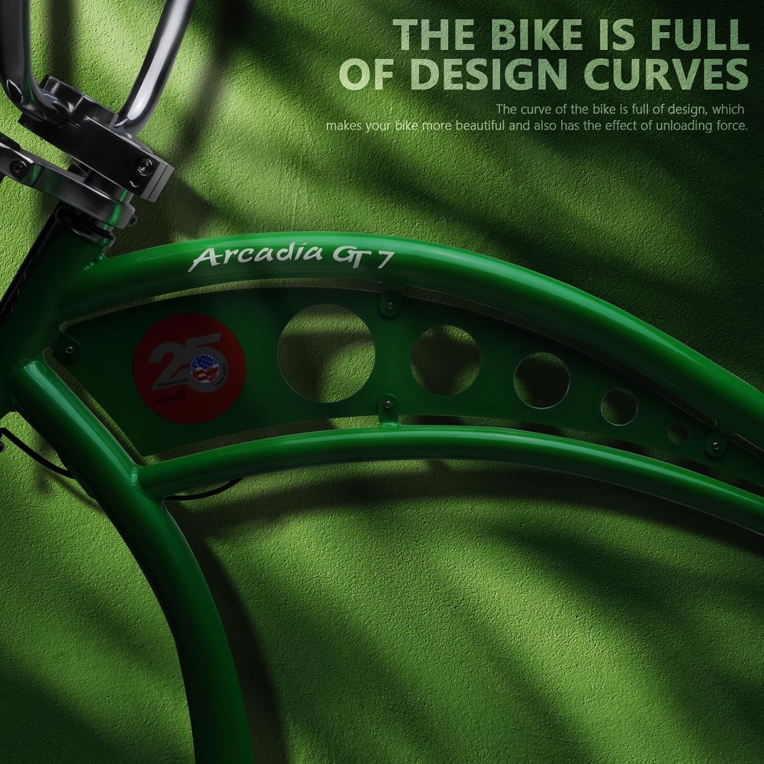 Tracer Bikes Arcadia Cruiser Bike, 7-Speed Disc Brake, Rugged Fat Tire Bicycle (Green, 26 in Wheel) 2ufm2