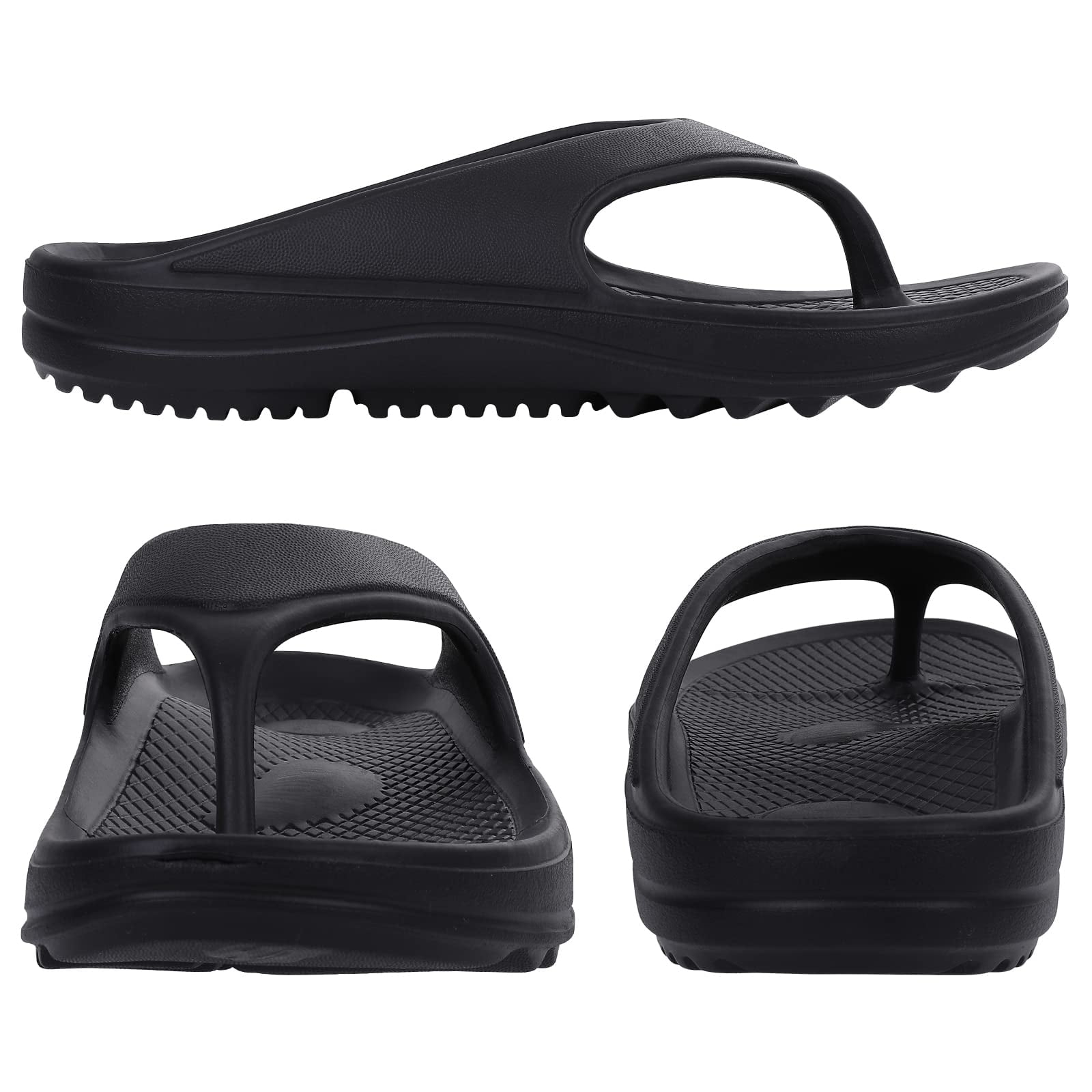 Litfun Orthotic Flip Flops for Women, Arch Support Recovery Sandals, Pillow Soft EVA Platform Shoes (Black, 9 US) gqmfz